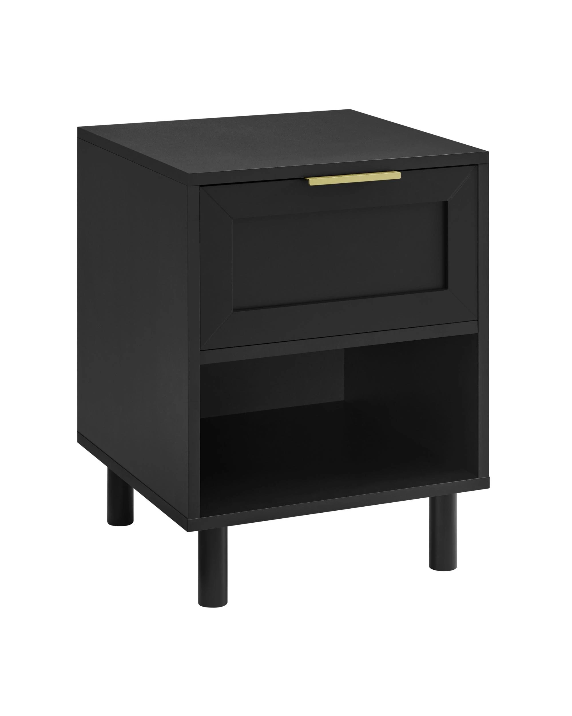 1 Kodu Bedside Unit Side Table 1 Drawer - Black, 1 of 10