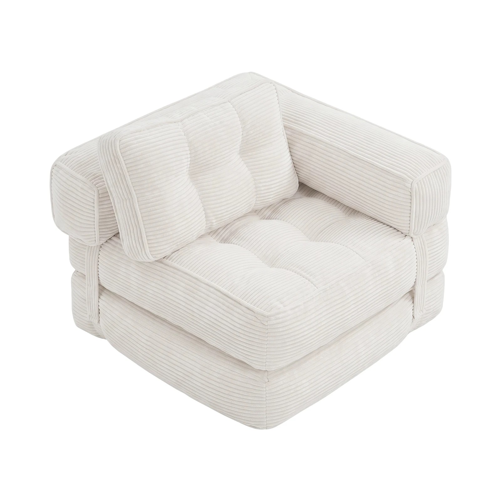 4 Advwin Folding Sofa Bed 3-in-1 Convertible Sleeper Chair with L-Shaped Armrest & Pillow Lazy Floor Sofa - Beige, 4 of 4