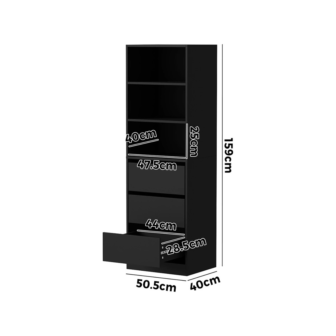 9 Oikiture Wardrobe Shelf Unit Clothes Storage Cabinet 3 Drawers Organizer
 - Black, 9 of 10