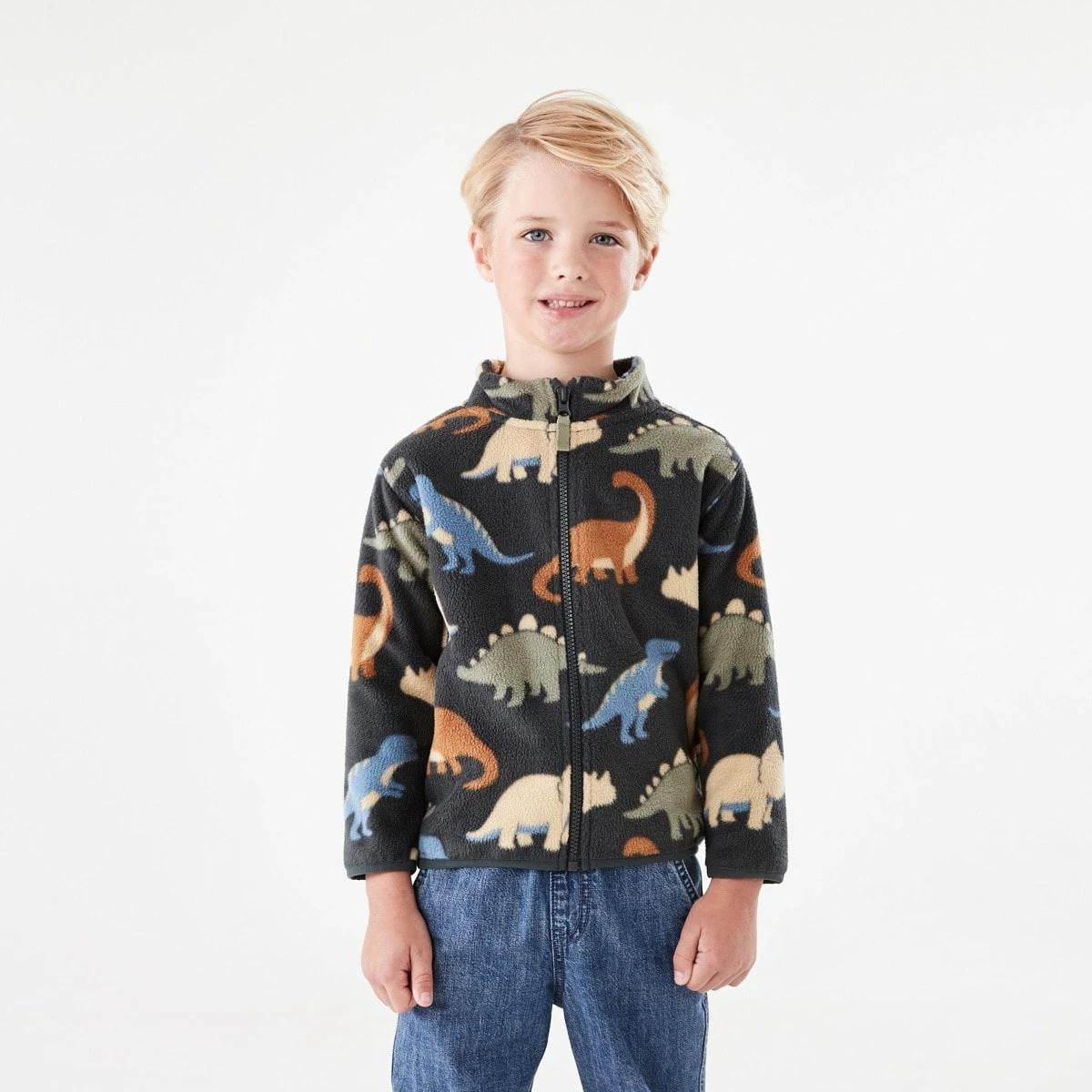 2 Fleece Zip Through Sweatshirt Gry Dino, 2 of 9