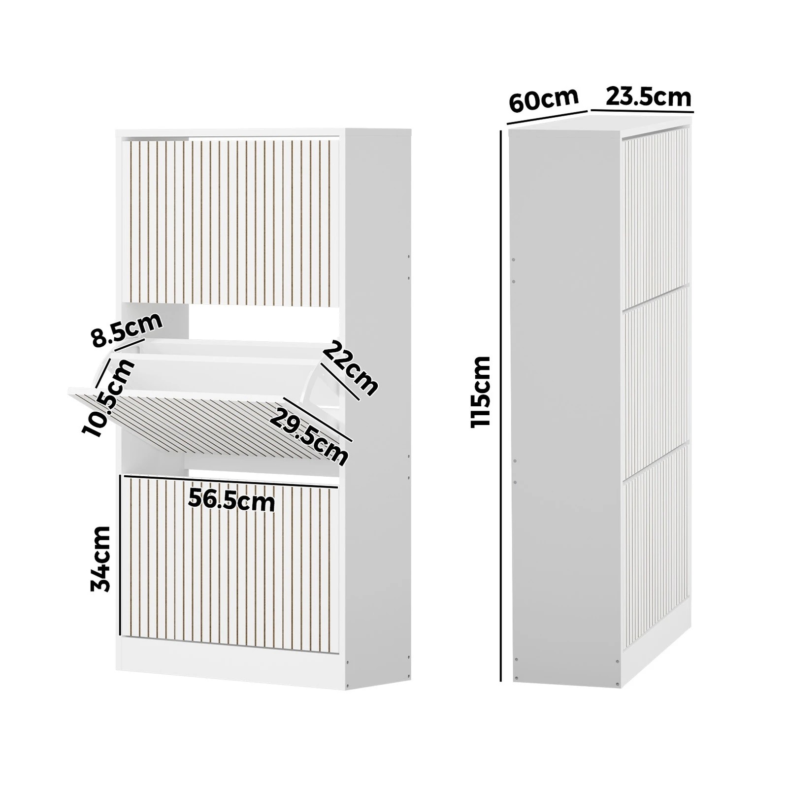 10 Oikiture Shoe Rack Storage Cabinet Organiser Drawers 3 Doors
 - White, 10 of 10