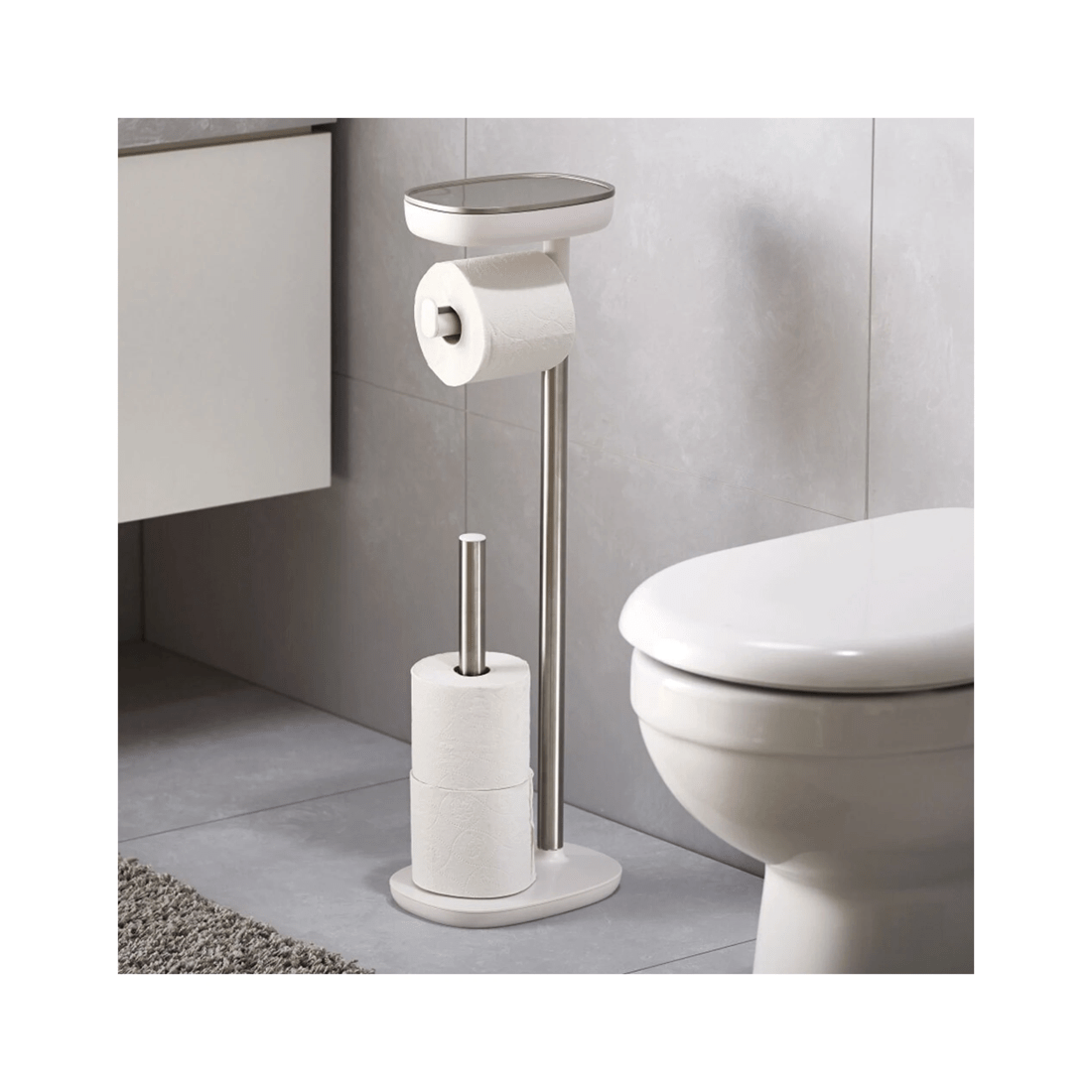 3 Joseph Joseph Easy-store Toilet Paper Stand Steel Storage Organiser 68cm
 - Silver, 3 of 7