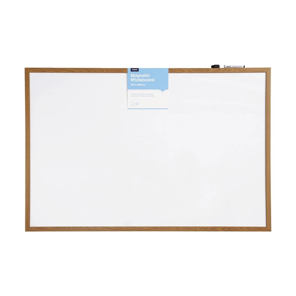 2 J.Burrows Magnetic Whiteboard 900 x 600mm Oak, 2 of 4