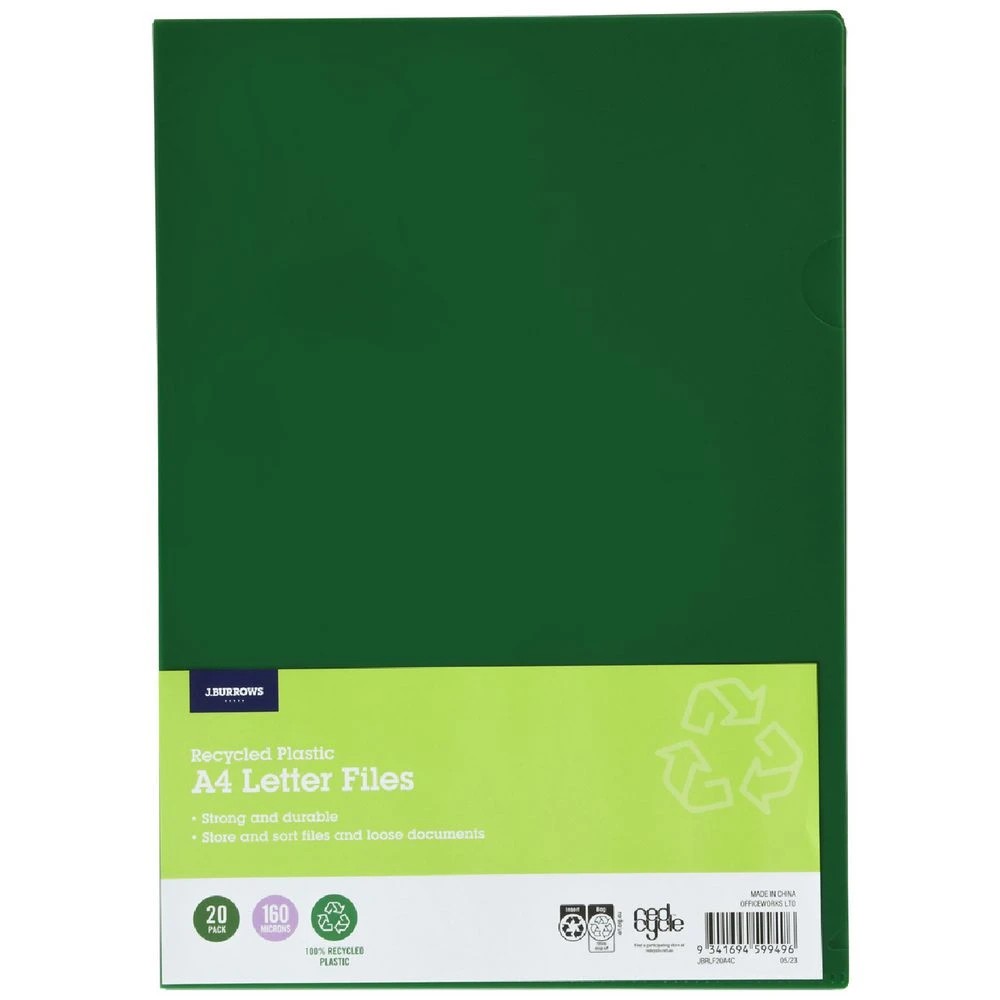 1 J.Burrows A4 Letter File Green 20 Pack, 1 of 3