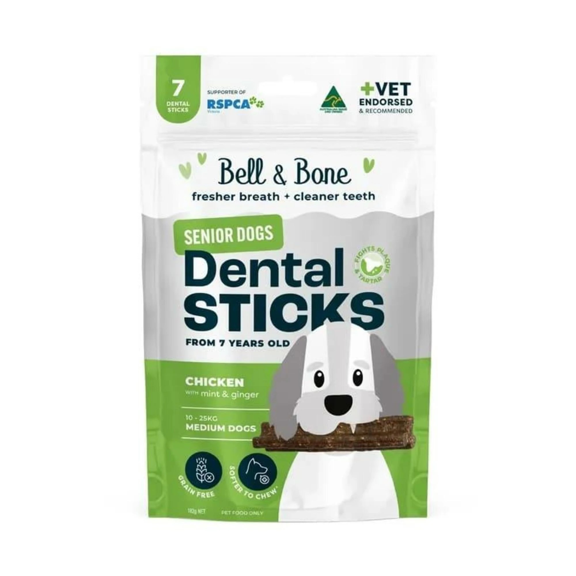 1 Bell & Bone Medium Dog Dental Stick Chicken Senior 7 Pack, 1 of 1