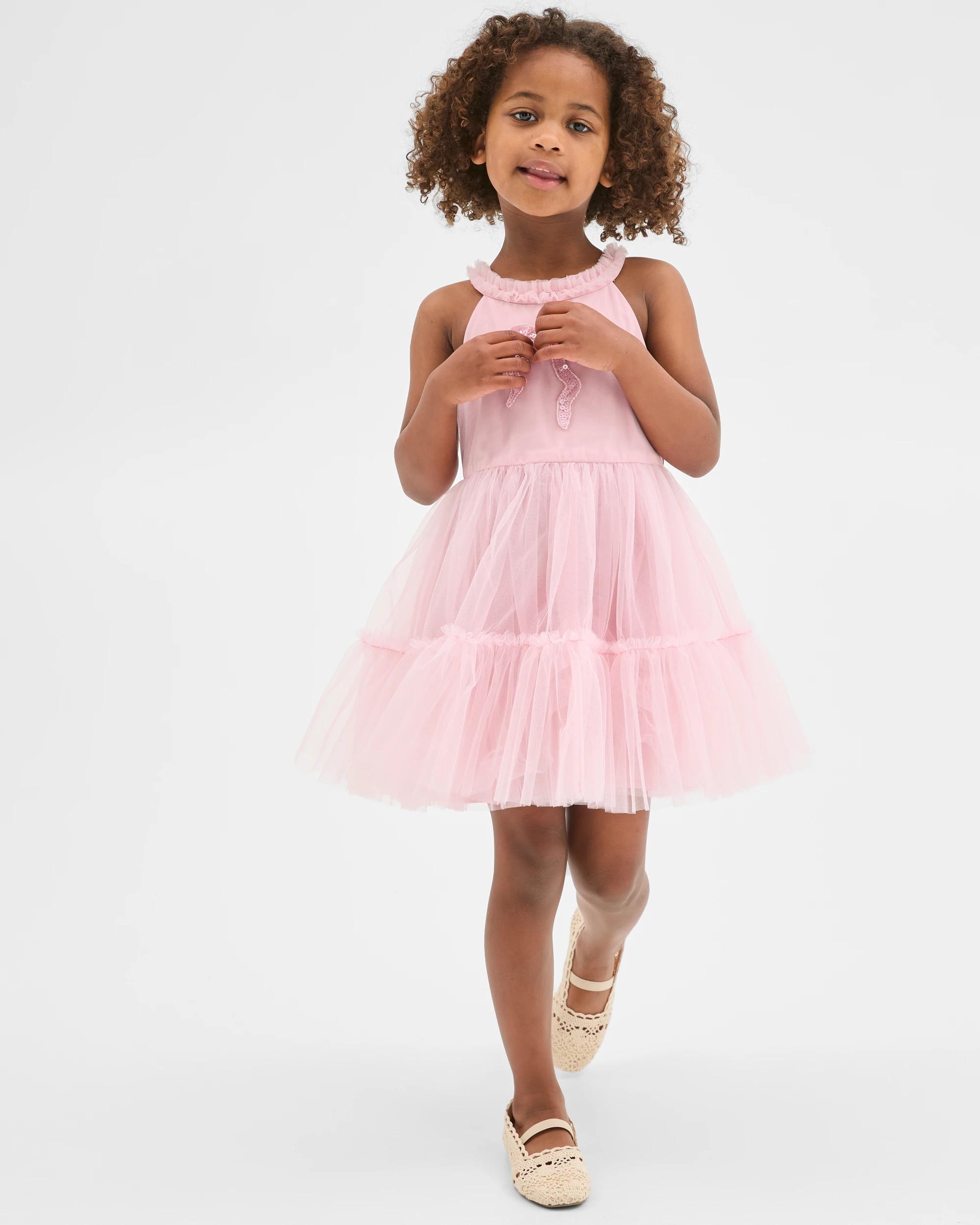 3 Target Kids Sleeveless Halter Neck Tulle Occasion Dress PINK, 3 of 9