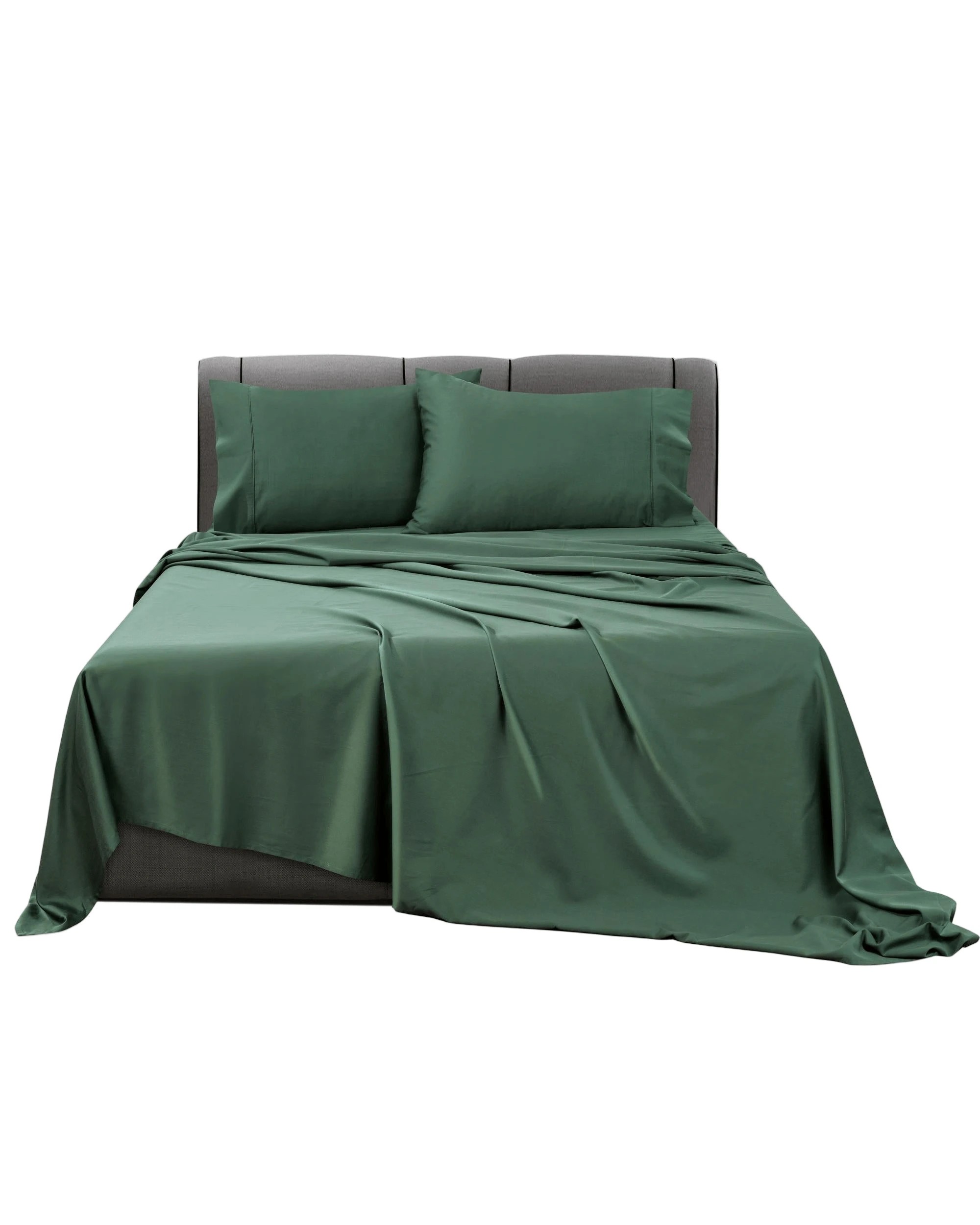 1 Bianca Bedding Rosebank Extra Long Extra Wide Flat 500 Tc Bamboo Cotton Sheet Set - Green - Split King, 1 of 10