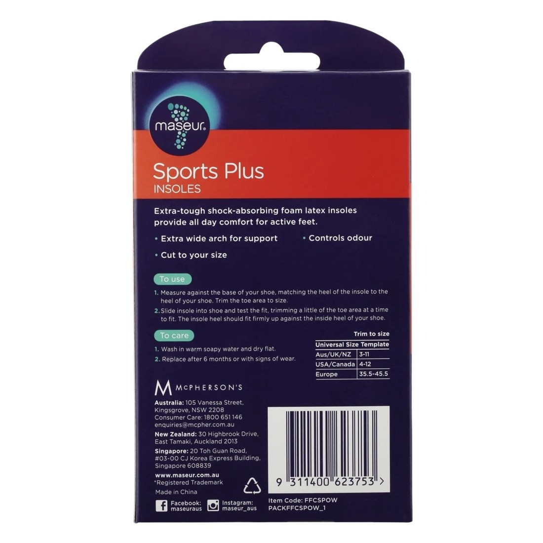 3 Maseur Footcare Sport Plus Insoles, 3 of 3