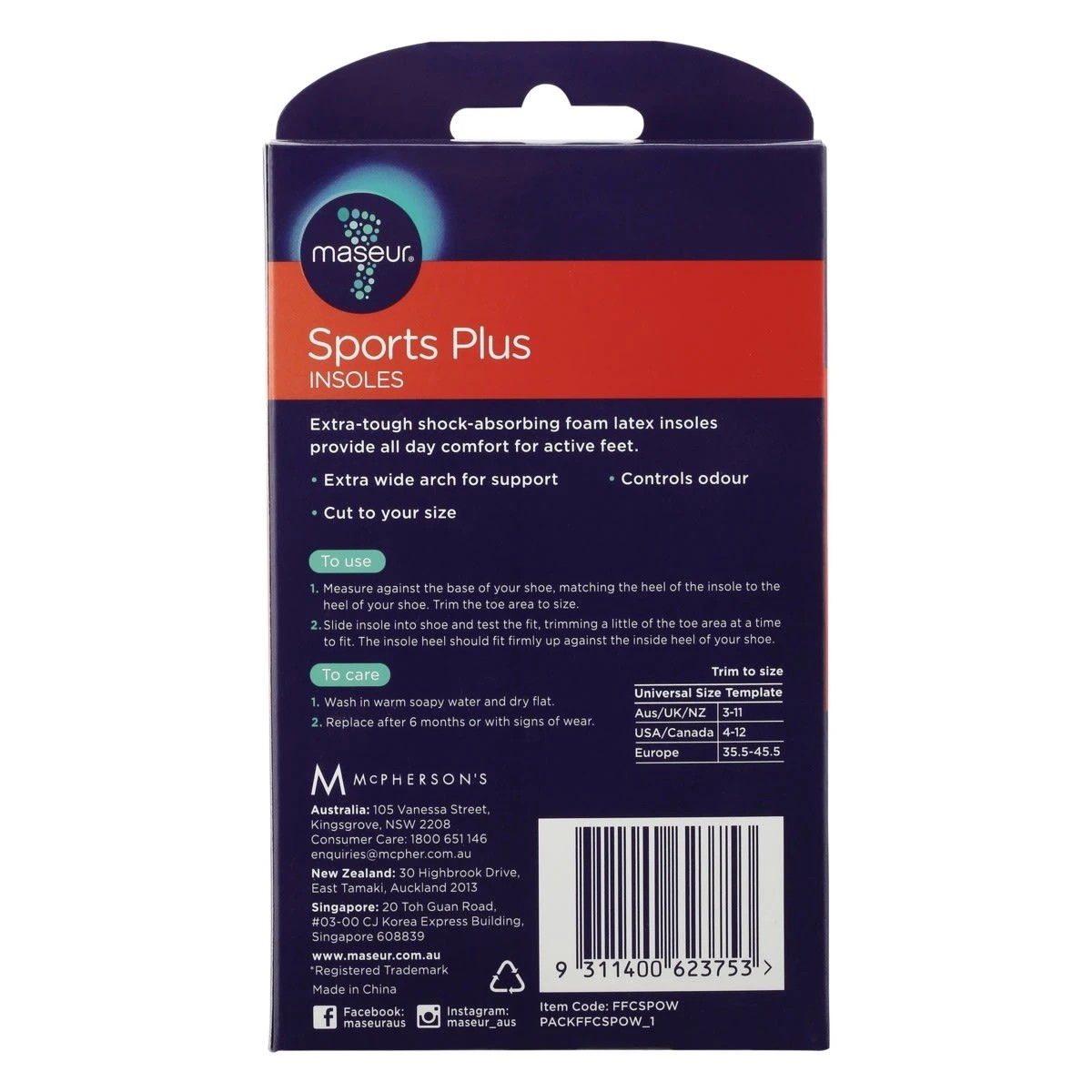 3 Maseur Footcare Sport Plus Insoles, 3 of 3