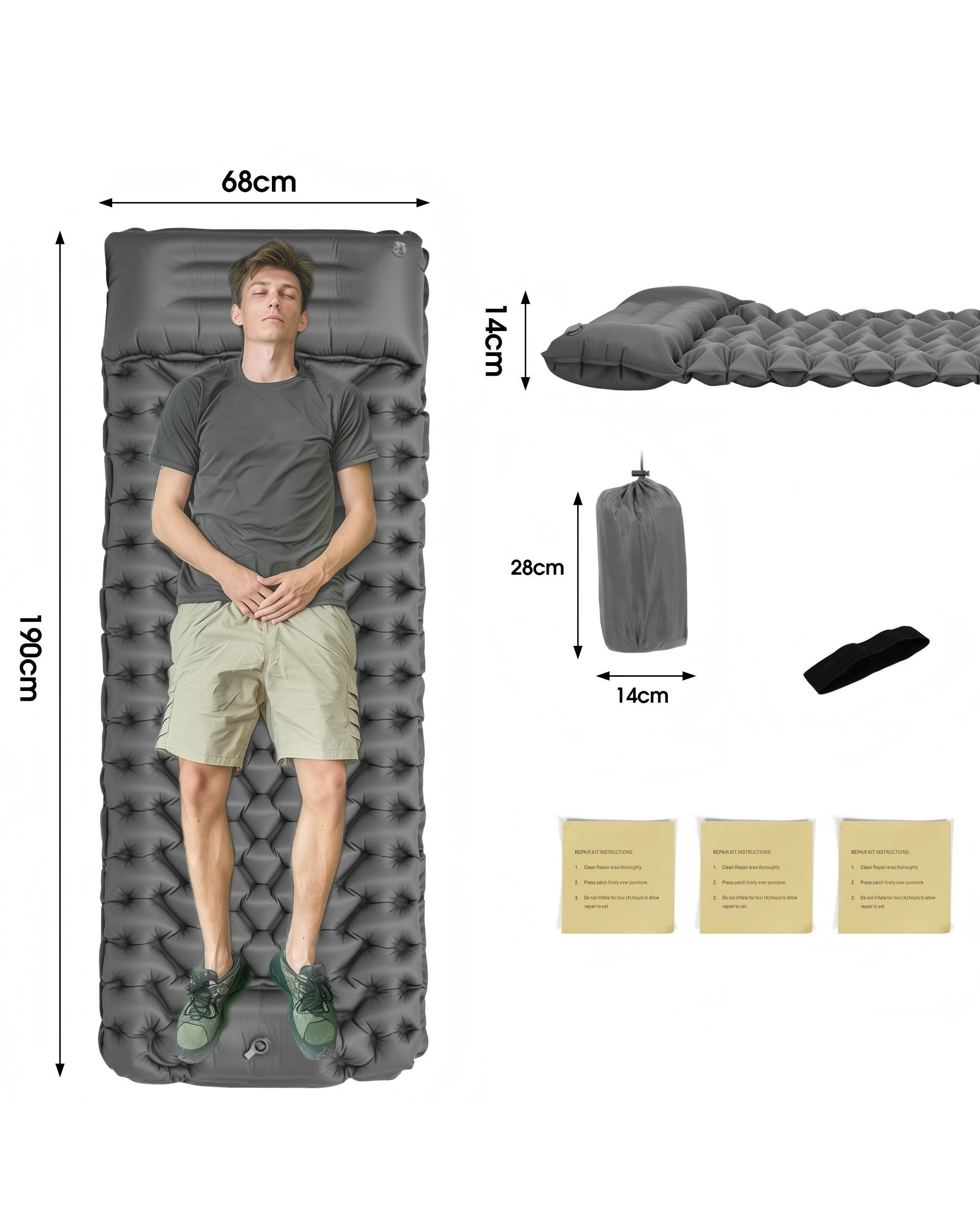 7 Advwin Camping Sleeping Pad with Pillow Built-in Foot Pump - Grey, 7 of 8