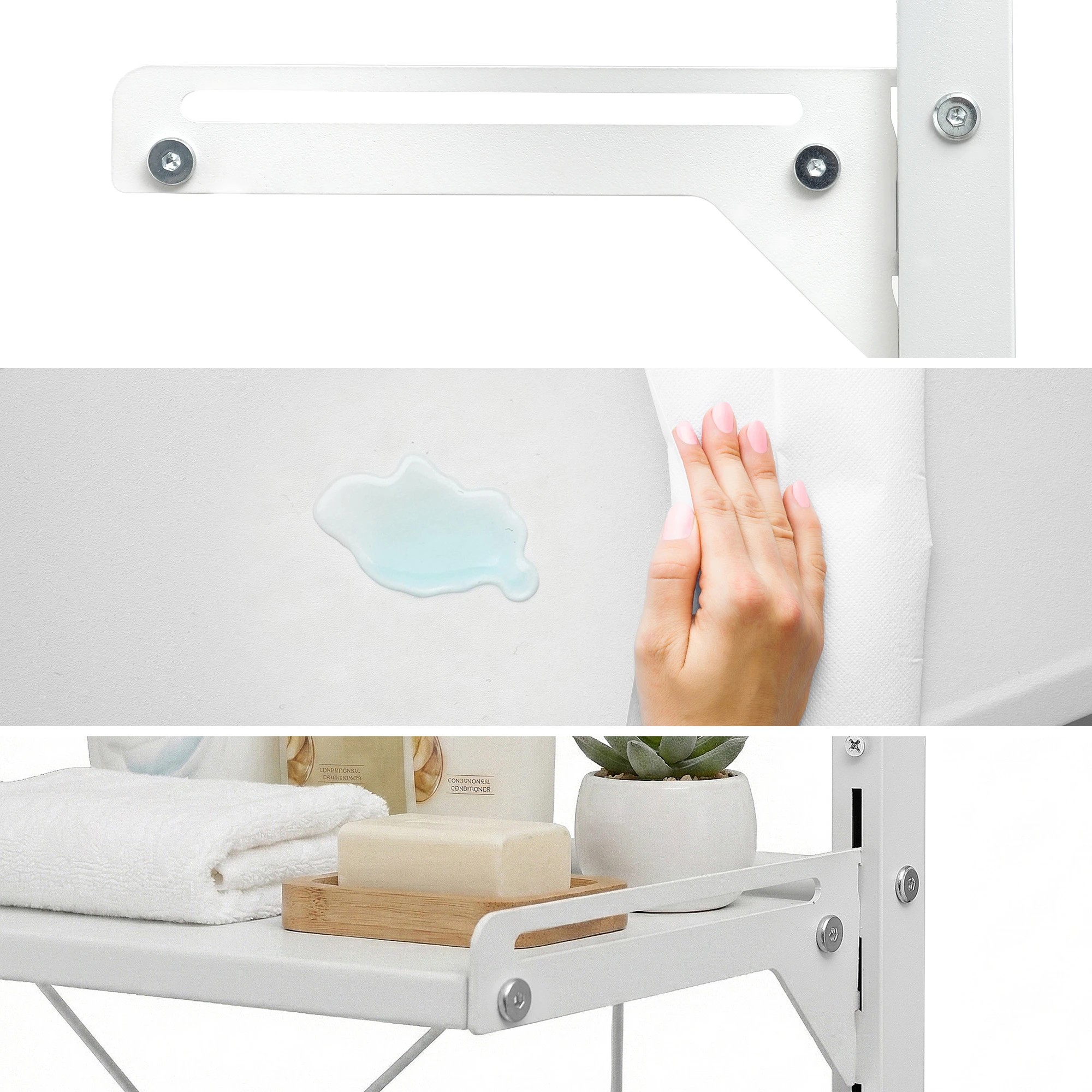 6 Artiss Over Toilet Storage Washing Machine Rack Laundry Shelf 2 Tier Organiser - White, 6 of 8