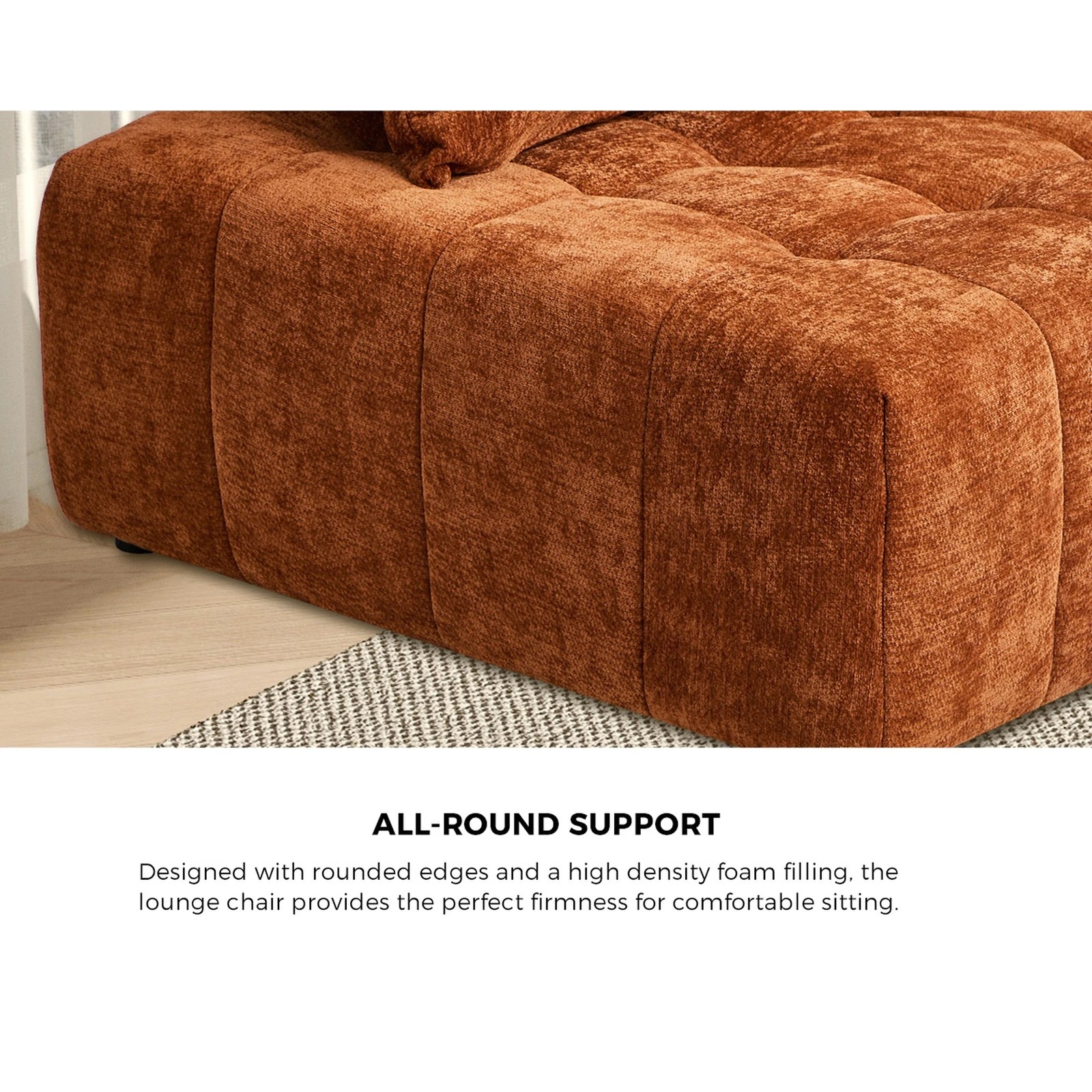 7 Oikiture 4x Chenille Modular Sofa Floor Lounge Chair w/Pillow TOFU Armless Chairs - Brown, 7 of 9