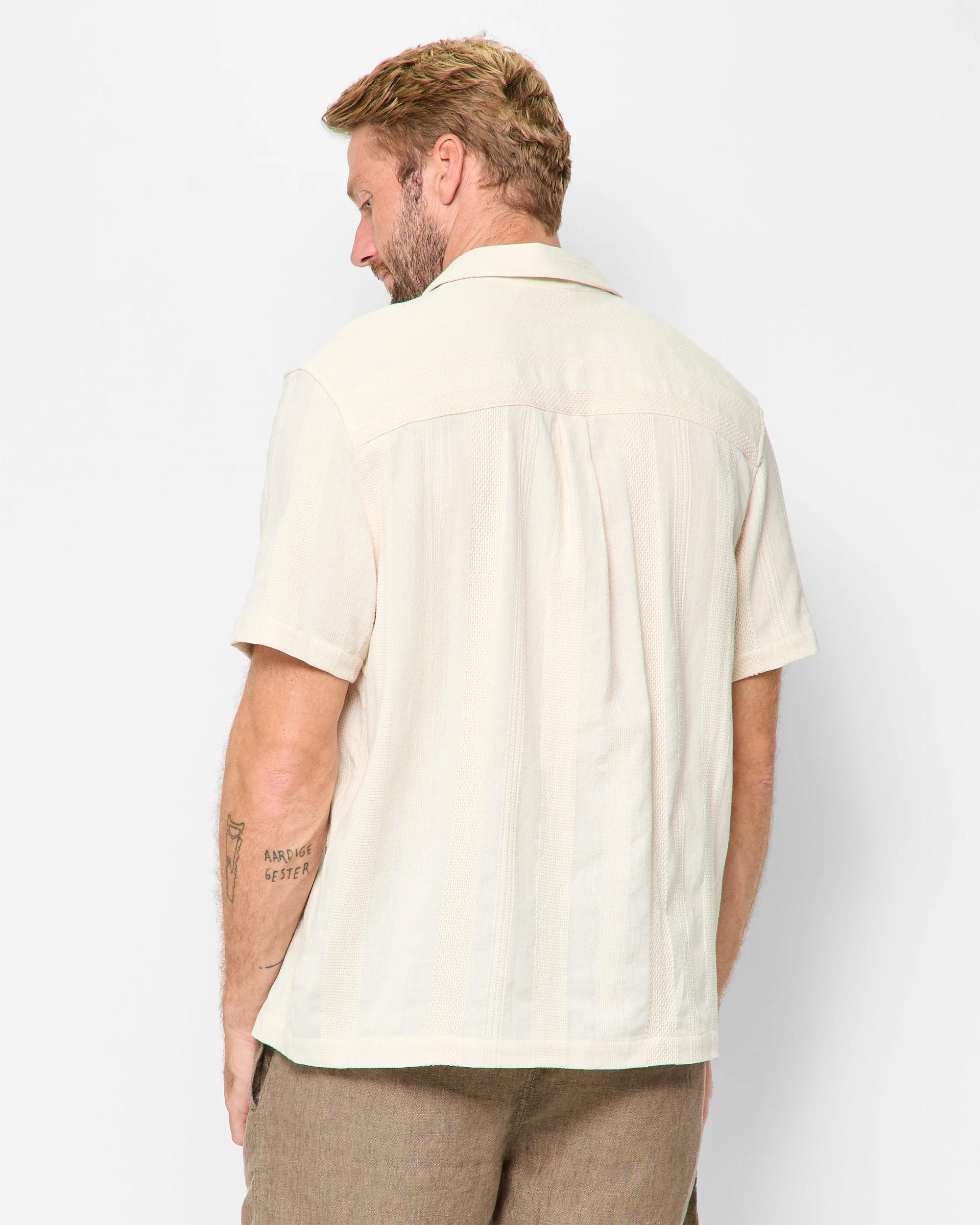 4 Target Australian Cotton Short Sleeve Stripe Shirt LIGHT STONE, 4 of 5