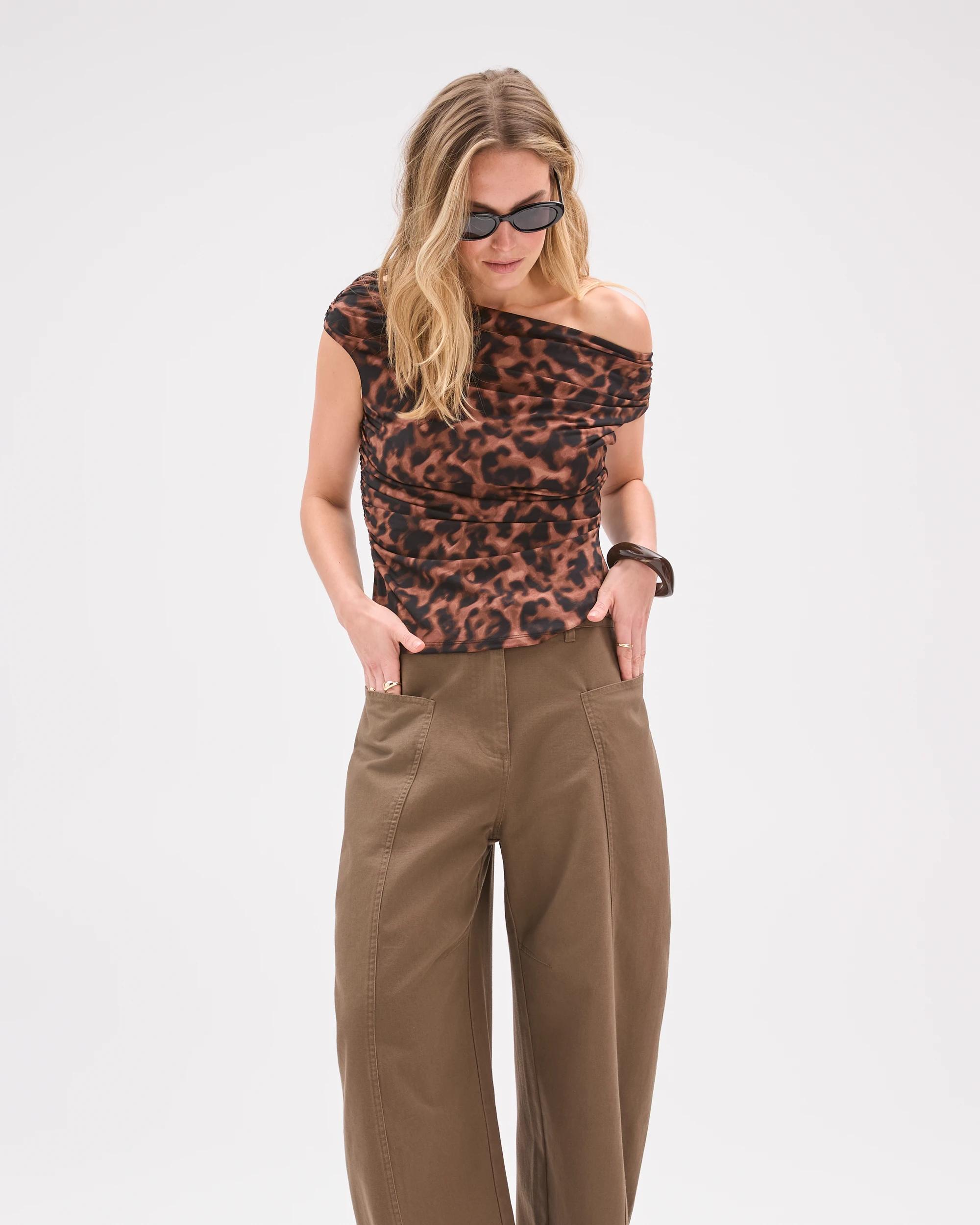 5 Lily Loves Jersey Drape Off-Shoulder Top ANIMAL PRINT, 5 of 8