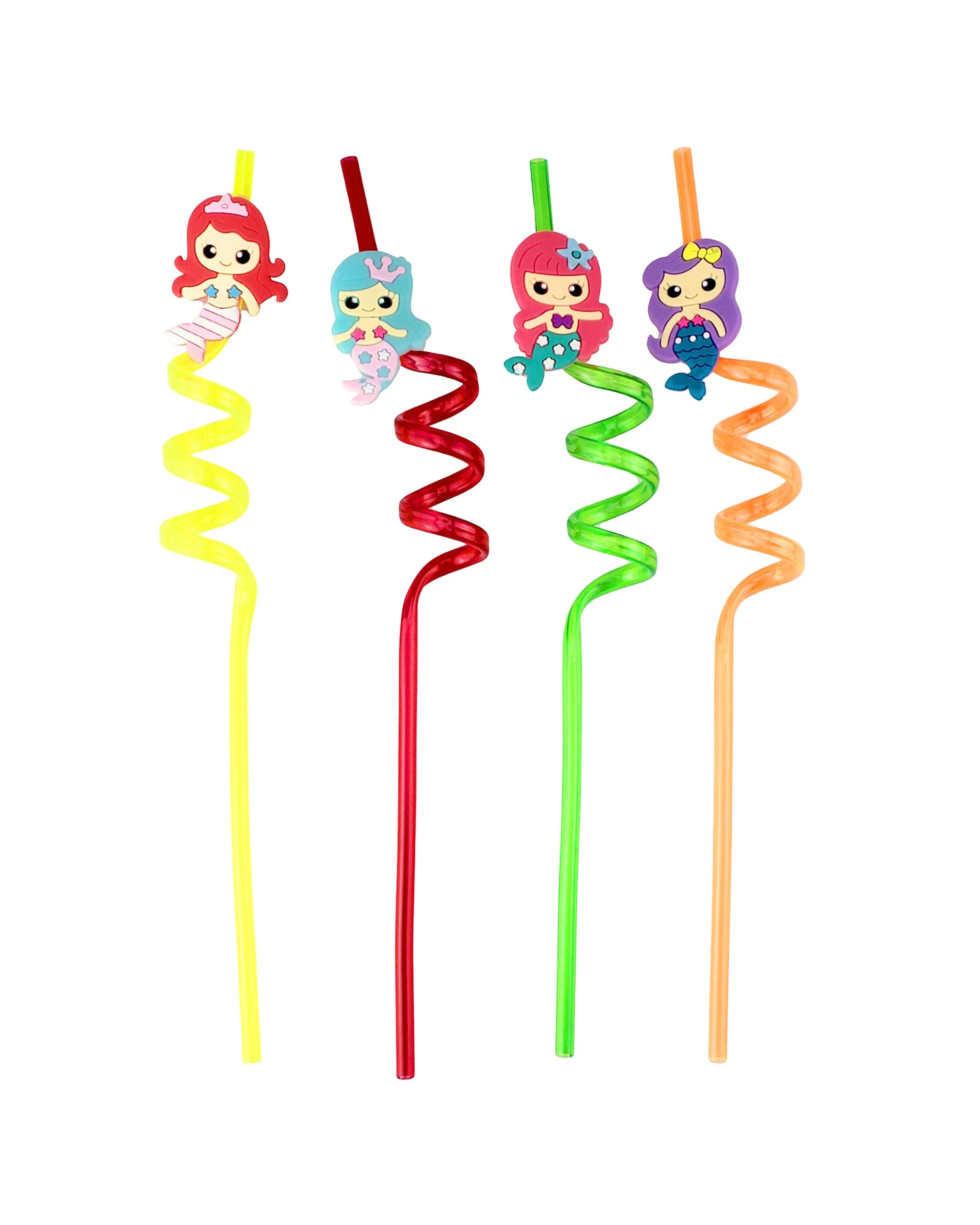 1 Party Maker Mermaid Swirly Straws Pack of 4 - Assorted, 1 of 3