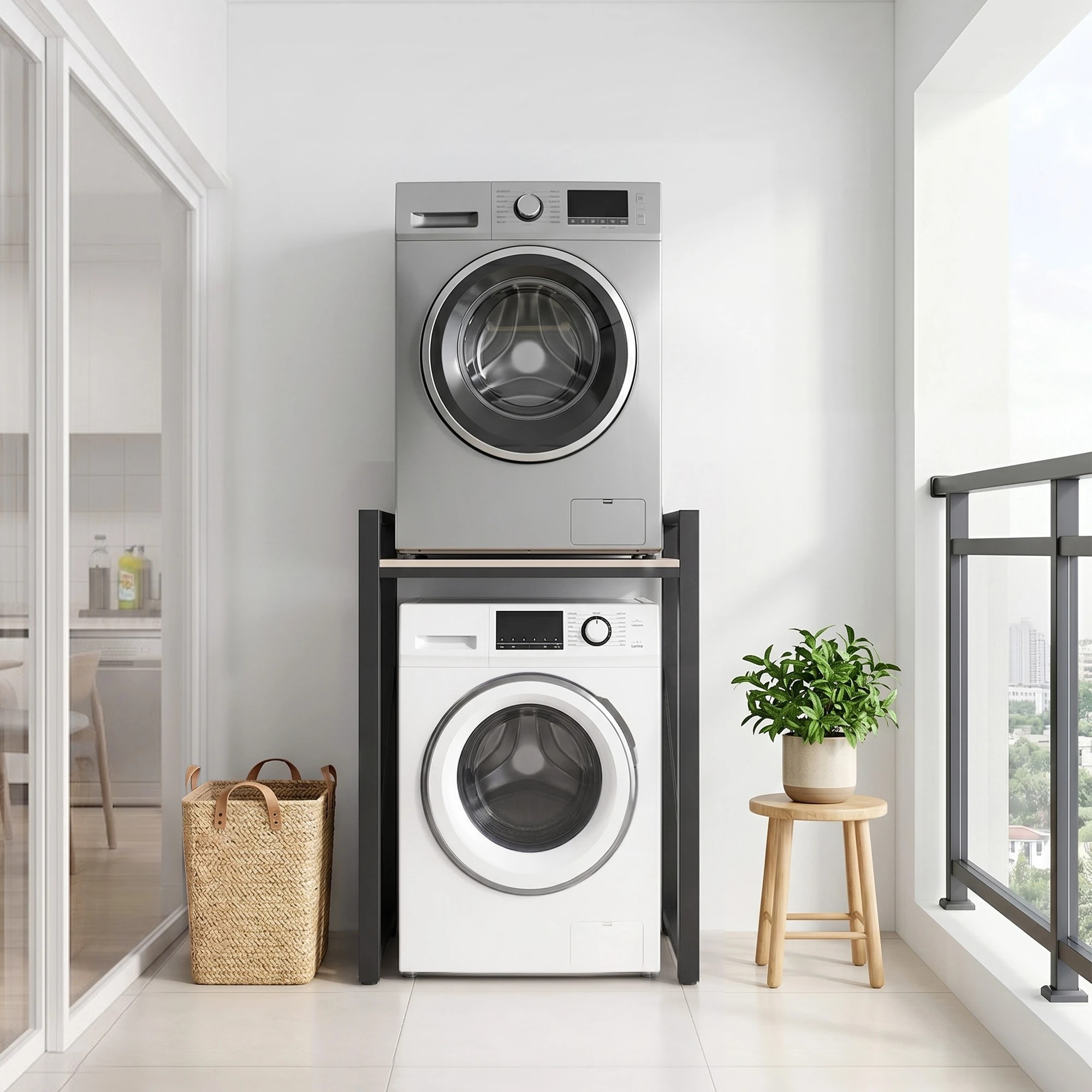 5 Artiss Over Washing Machine Rack Laundry Shelf Space Saver 75cm - Black, 5 of 9