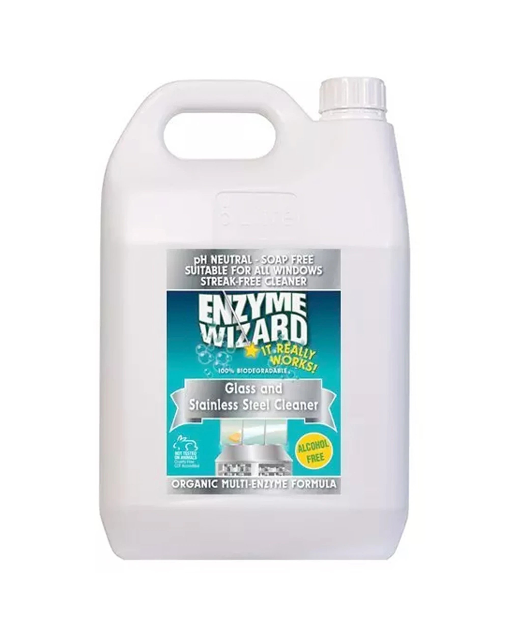 1 Enzyme Wizard Glass Stainless Steel Cleaner 5L Non Streak - White, 1 of 1