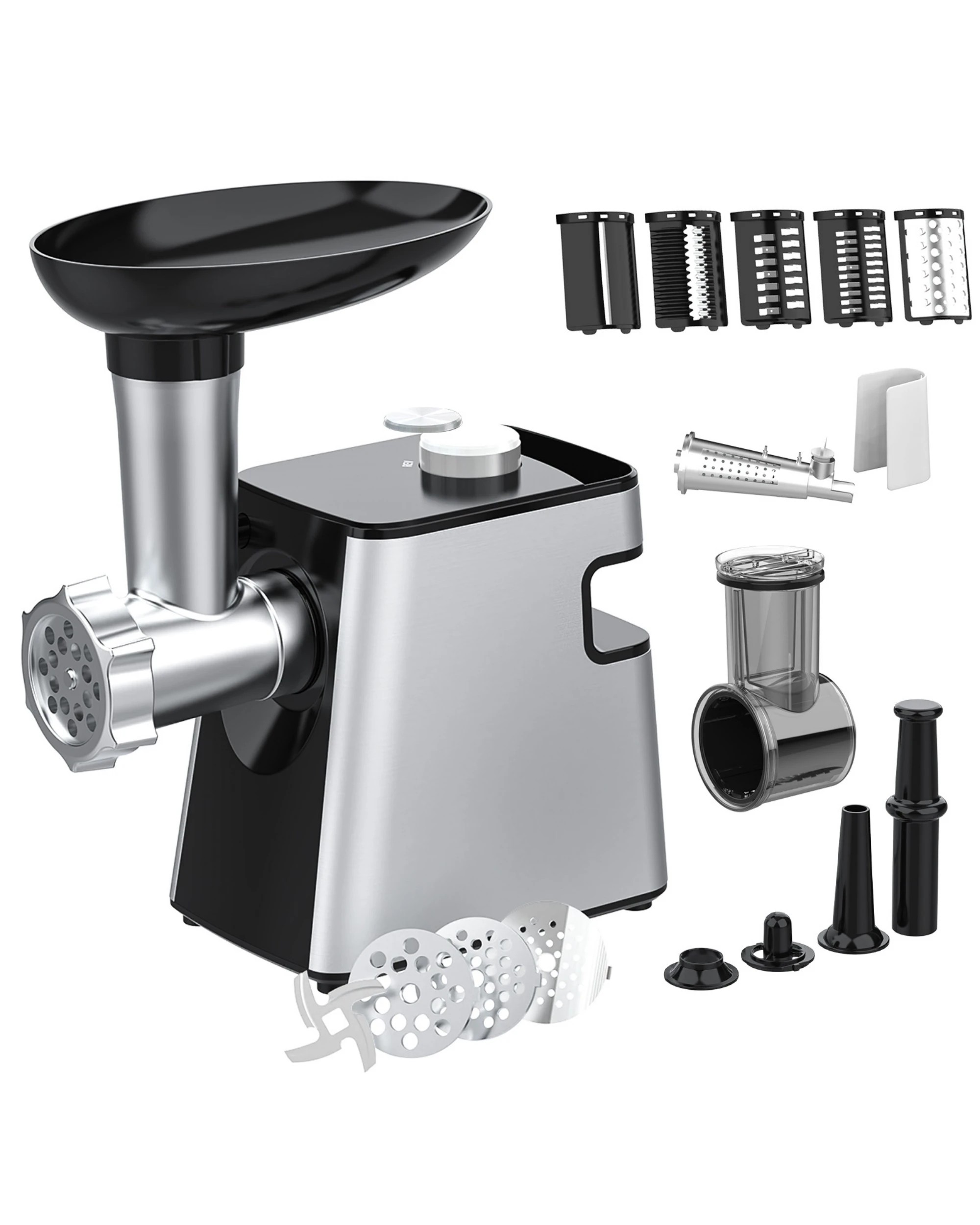 1 Advwin 8-IN-1 Electric Multi Food Processor, Cheese Grater, Meat Grinder Veges Slicer Shredder Sausage Stuffer, 1 of 8