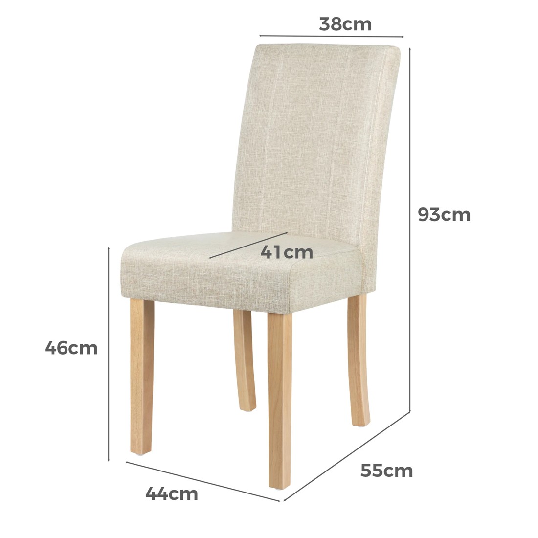 8 Alfordson 2x Dining Chairs Cafe Kitchen Chair Retro High-Back Wood Fabric - Beige, 8 of 10