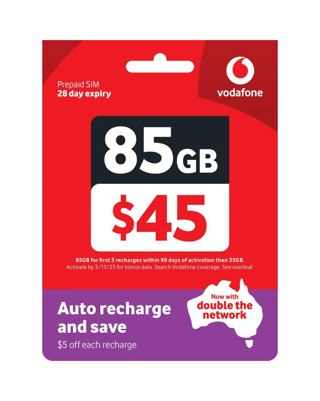 Vodafone $45 Prepaid Eco