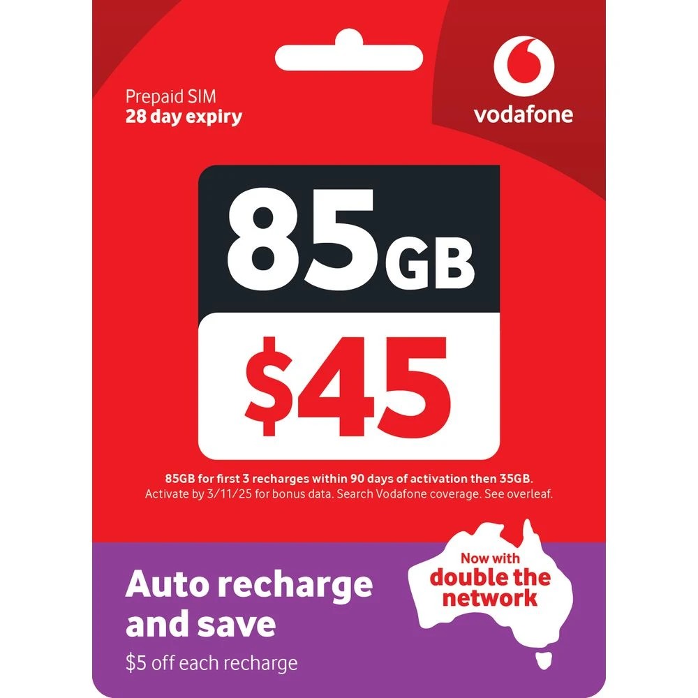 1 Vodafone $45 Prepaid Eco-SIM, 1 of 5