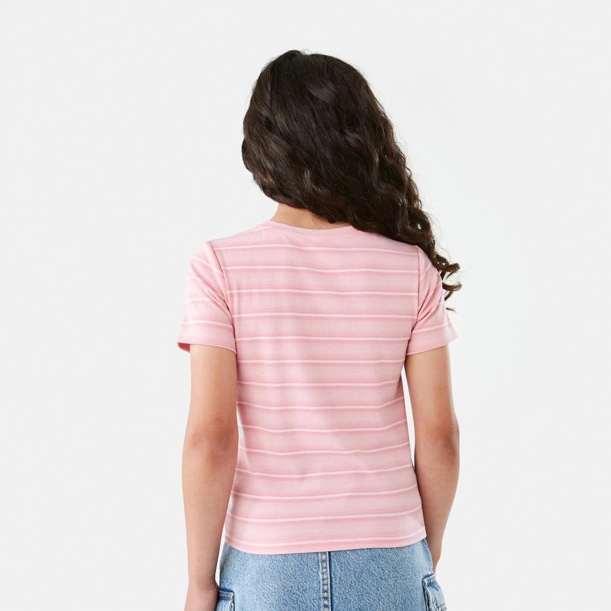 2 Short Sleeve Rib Top Pnk Stripe, 2 of 9