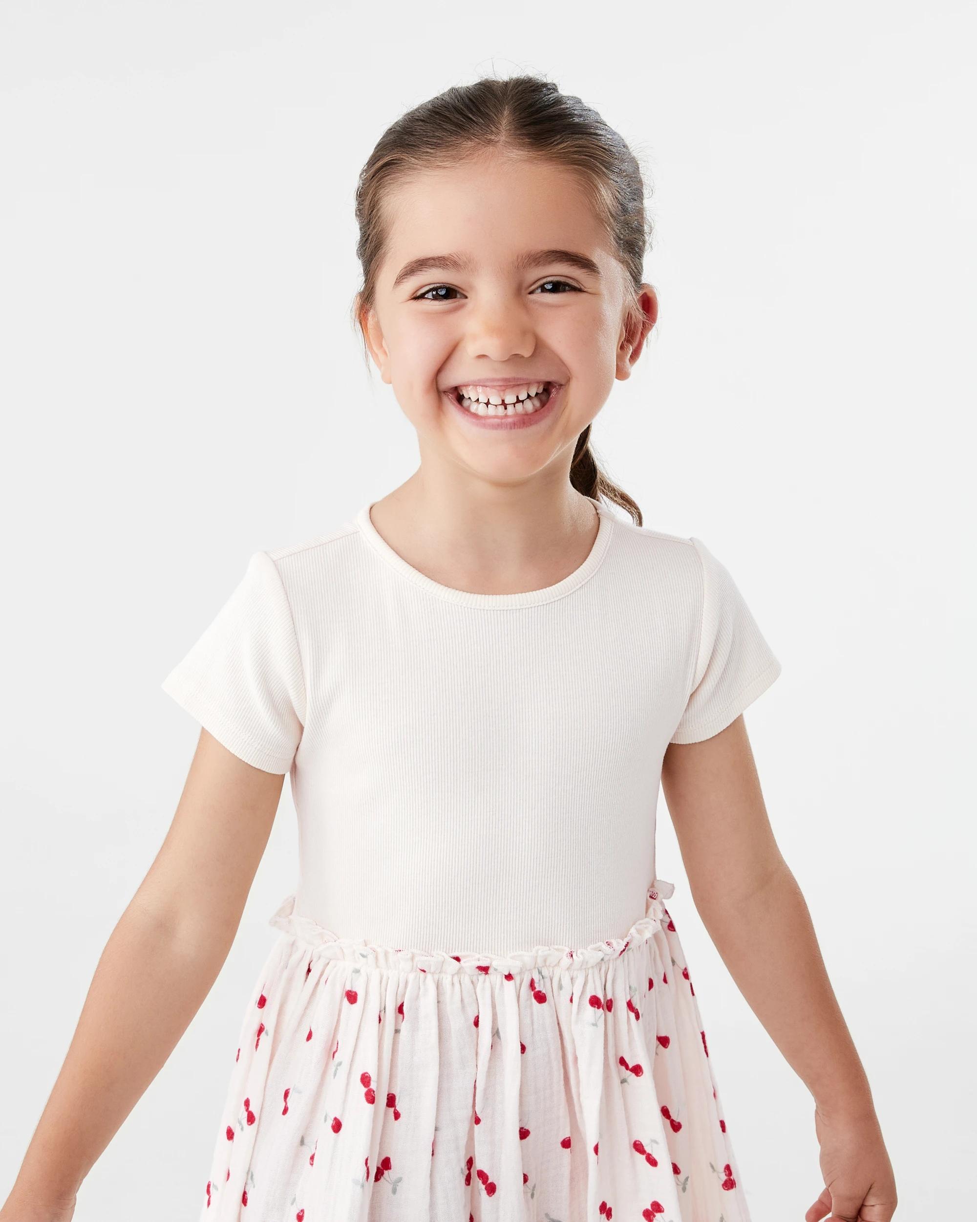 3 Short Sleeve Ribbed Dress Bge Cherry, 3 of 8