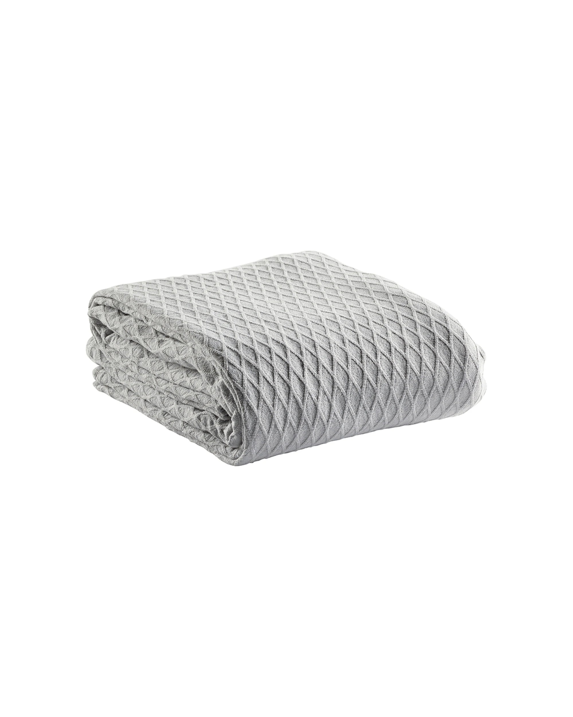 1 Bianca Gosford Blanket 100% Cotton Single Soft Summer Blanket Single/Double - Silver, 1 of 2