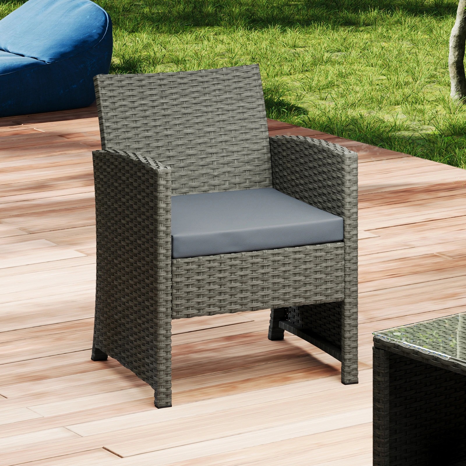 5 Alfordson 4PCS Outdoor Furniture Garden Patio Sofa Set Wicker - Dark Grey, 5 of 10