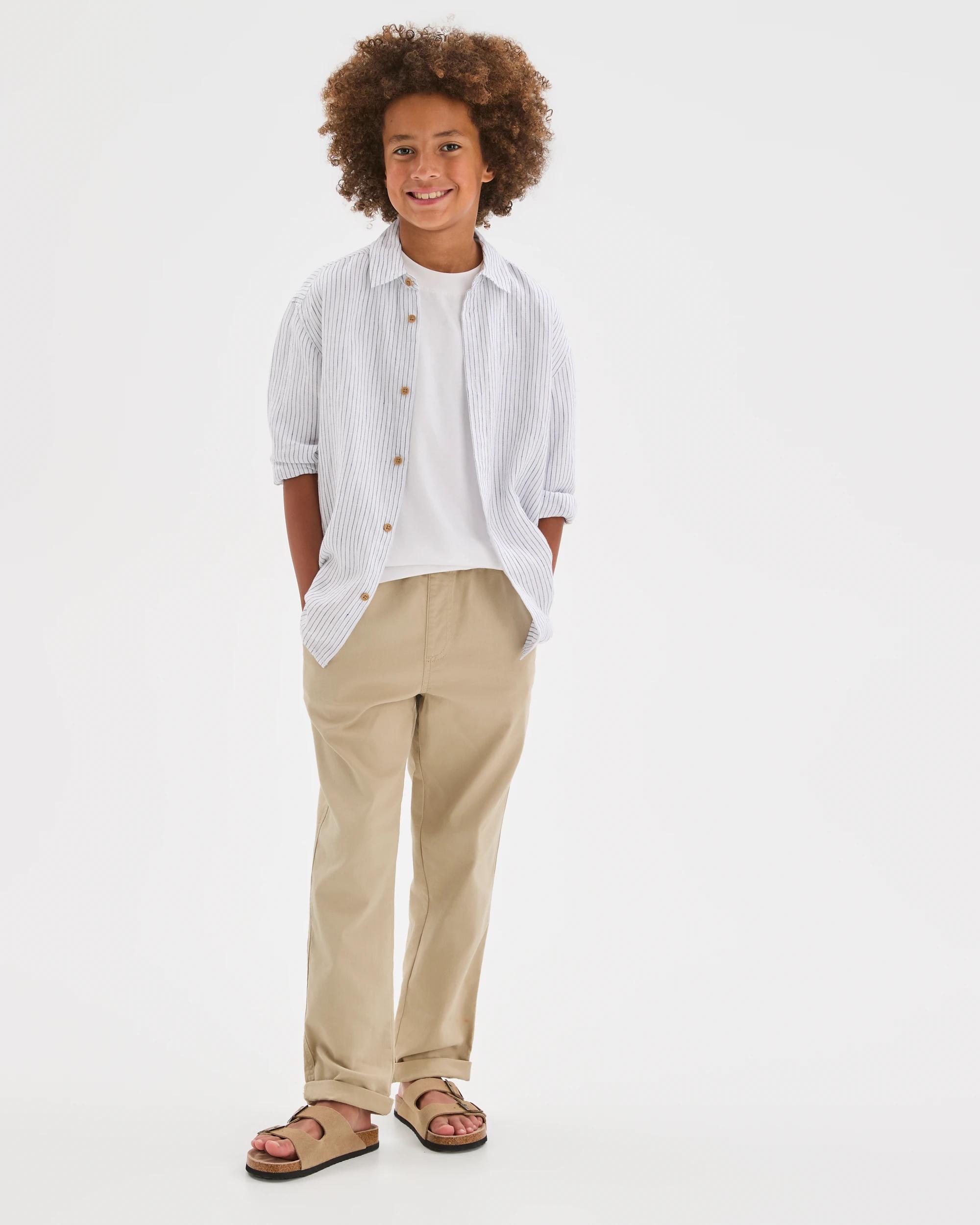 1 Target Kids Elastic Waist Chino Pants STONE, 1 of 7