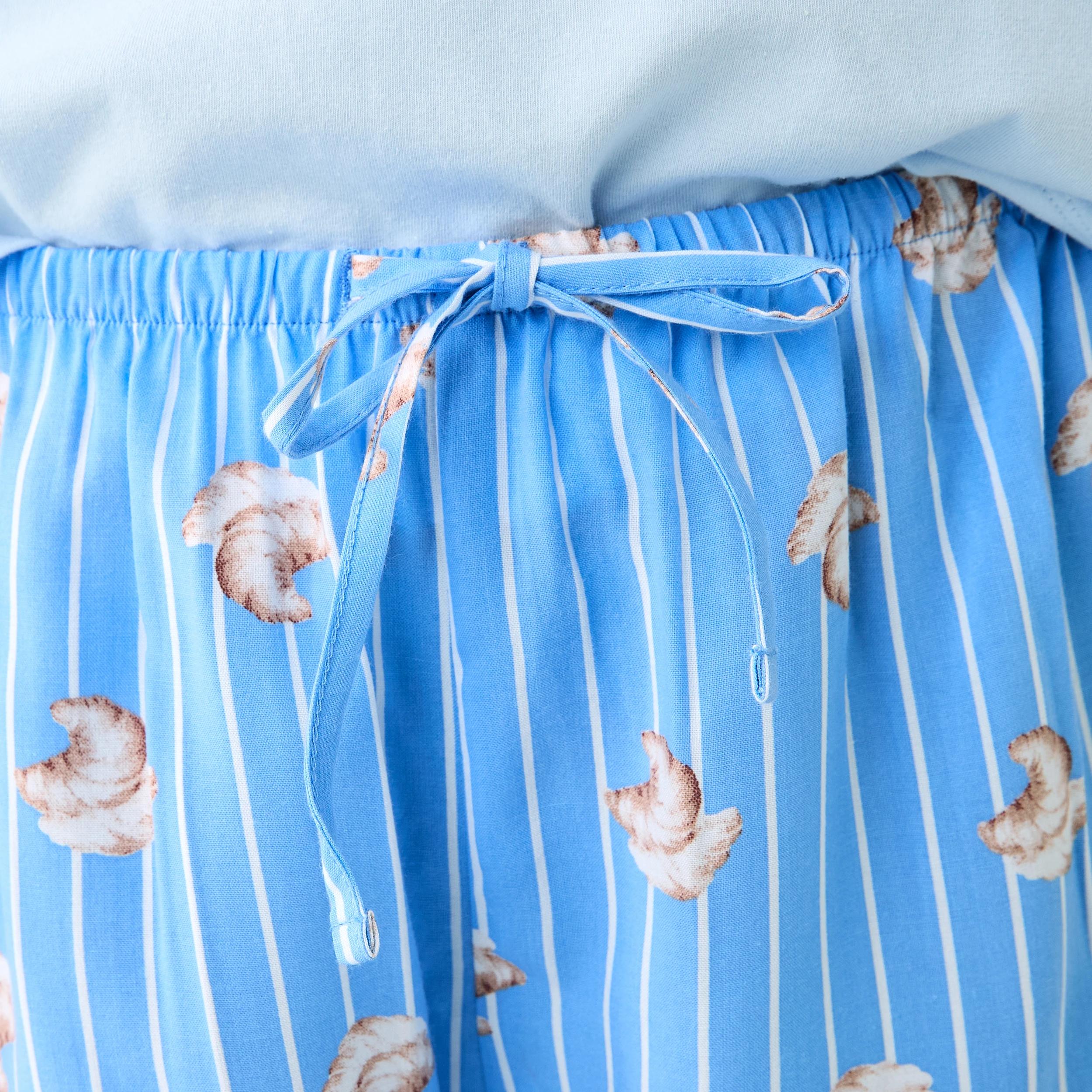 6 Print Knit T-shirt and Woven Shorts Pyjama Set CROISSANT HALOGEN BLUE, 6 of 7