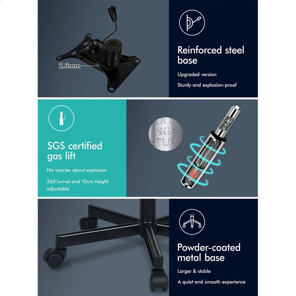 9 Alfordson Armless Office Desk Chair Mid Back Wide Seat w/ Wheels Boucle - White, 9 of 10