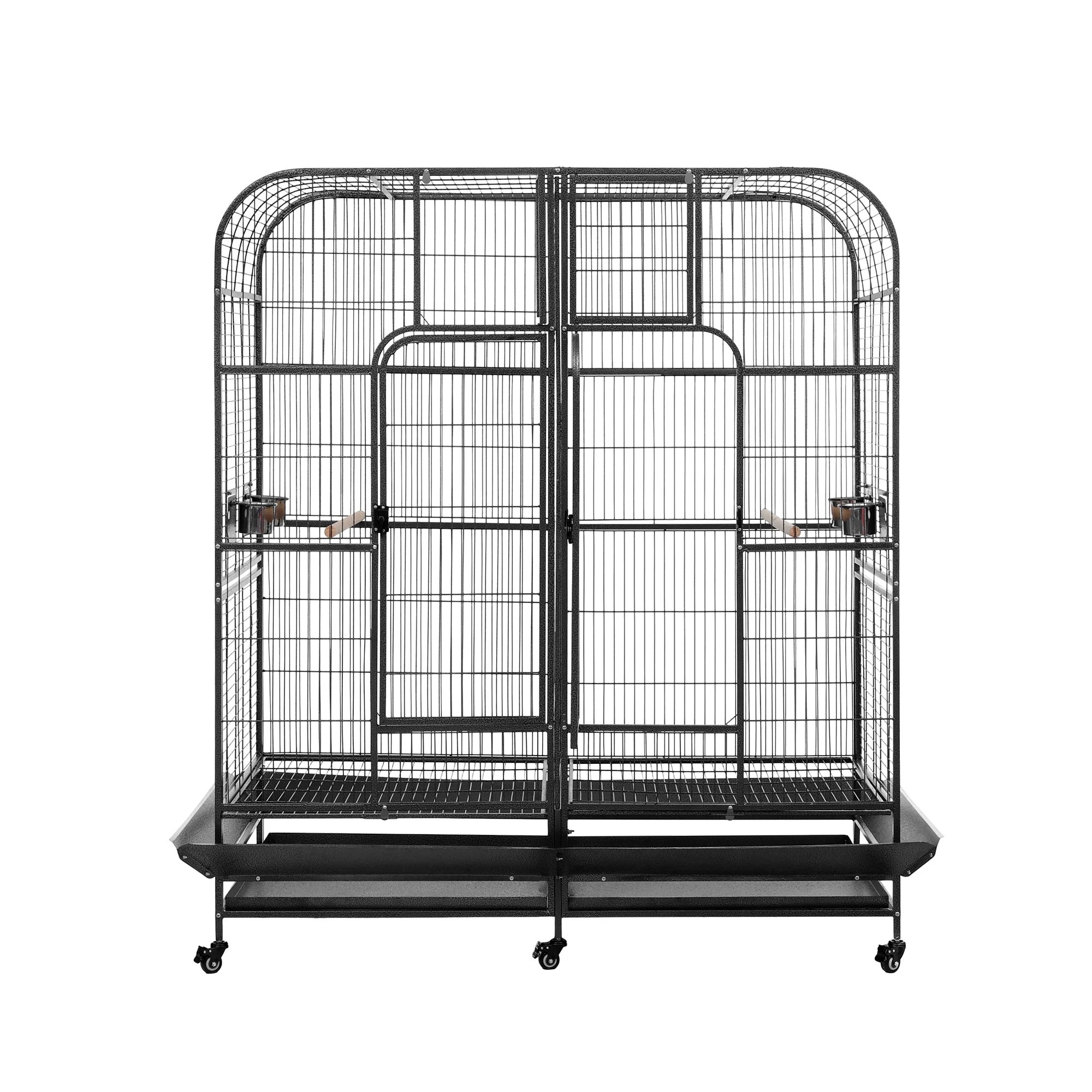 3 i.Pet Bird Cage Extra Large Aviary 185cm Pet Parrot Cage Castor Wheel Removable Divider - Black, 3 of 6