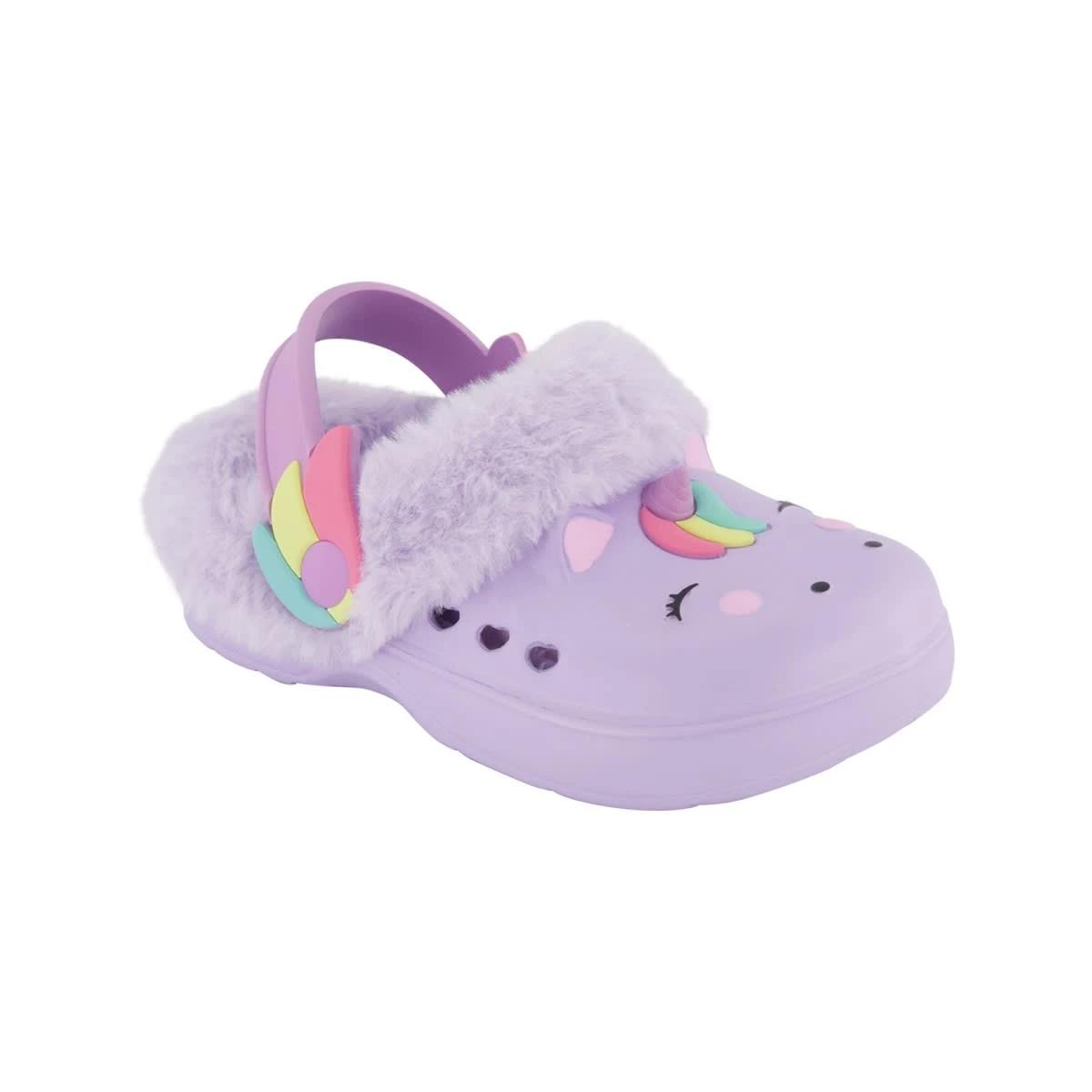 1 Junior Faux Fur Lined Clogs Uni Lilac, 1 of 4