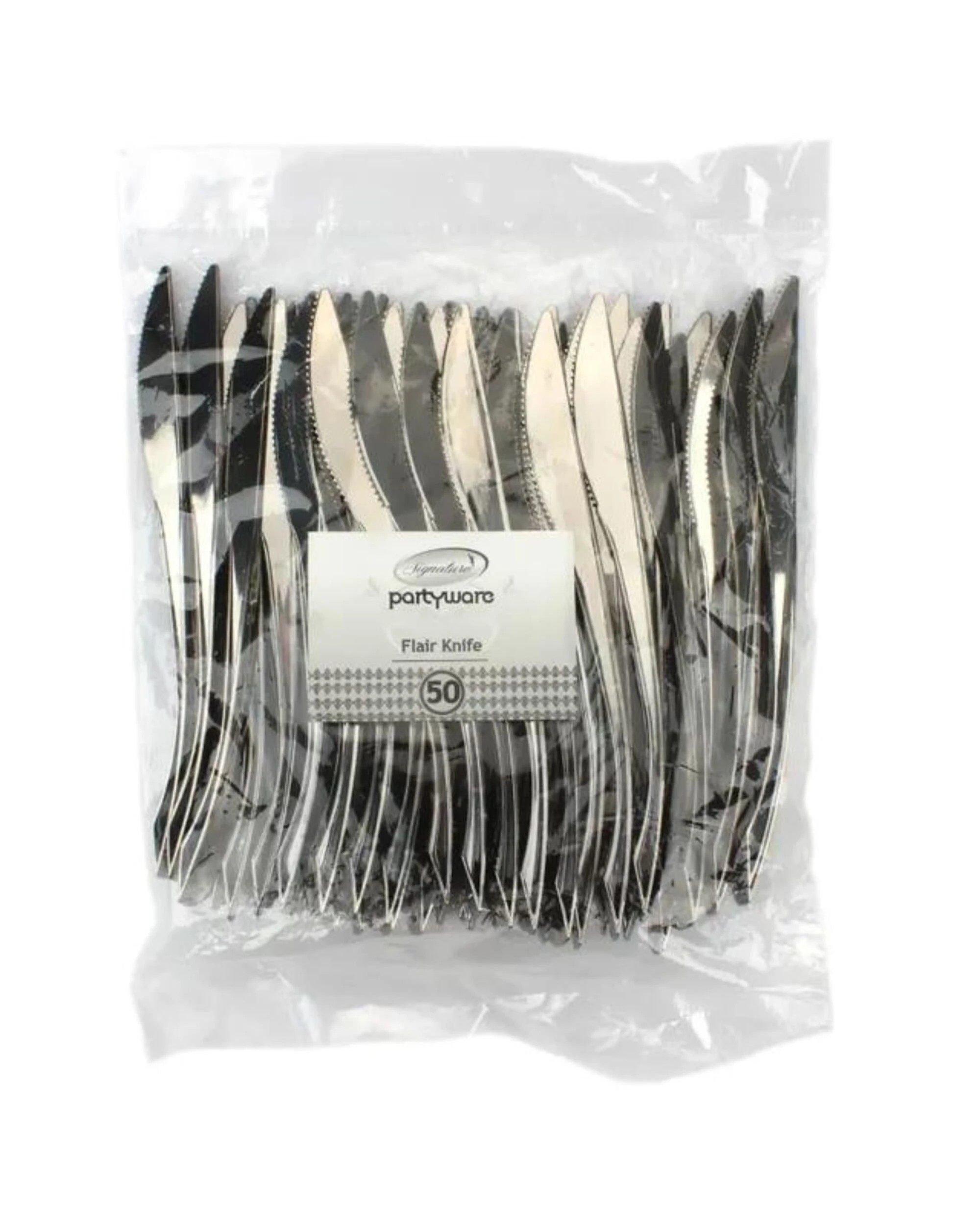 2 Partyware Stainless Steel Look Flair Reusable Plastic Knives Pack of 50 - Silver, 2 of 2