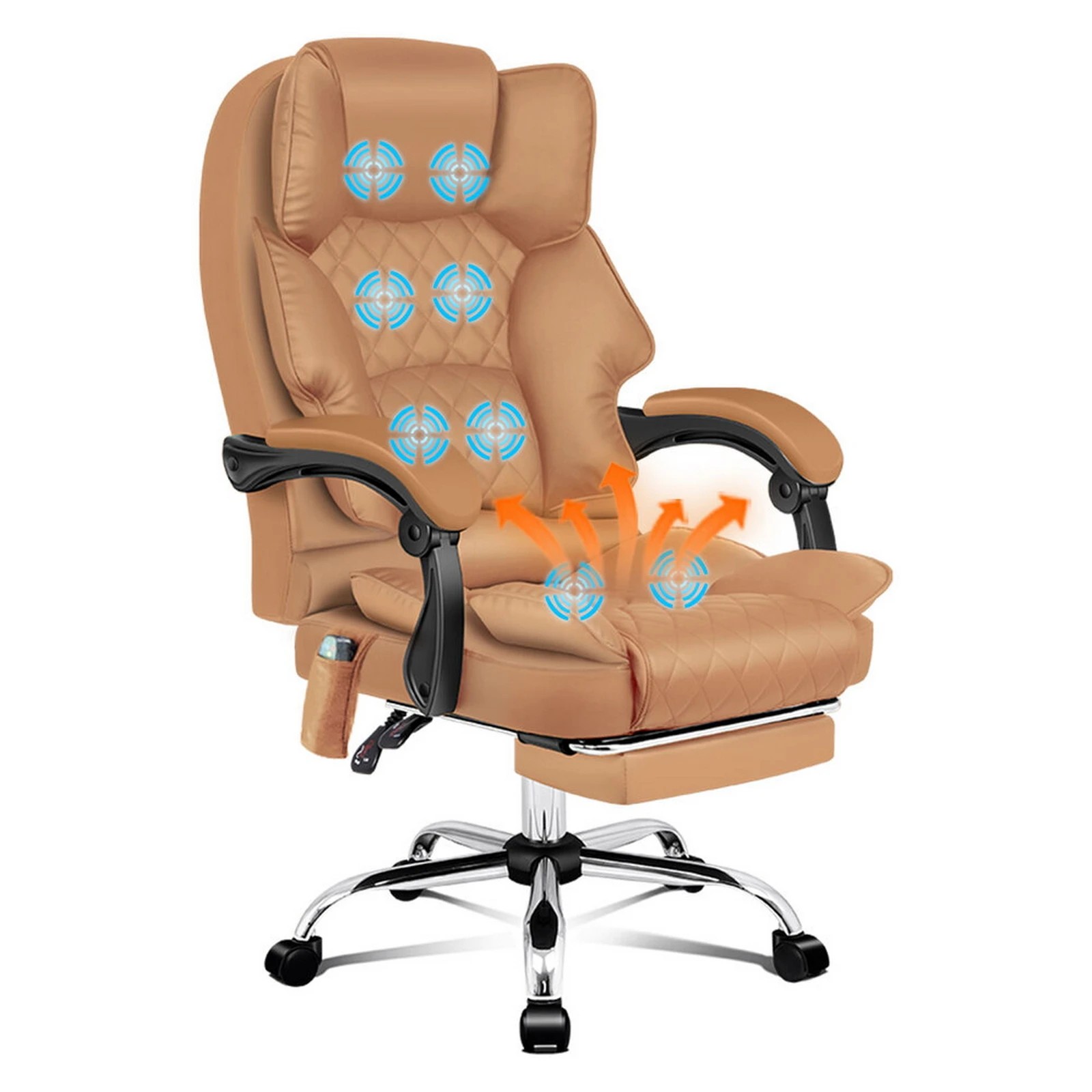 1 Alfordson Massage Office Chair Executive Heated Seat Computer Racing Recliner - Brown, 1 of 10