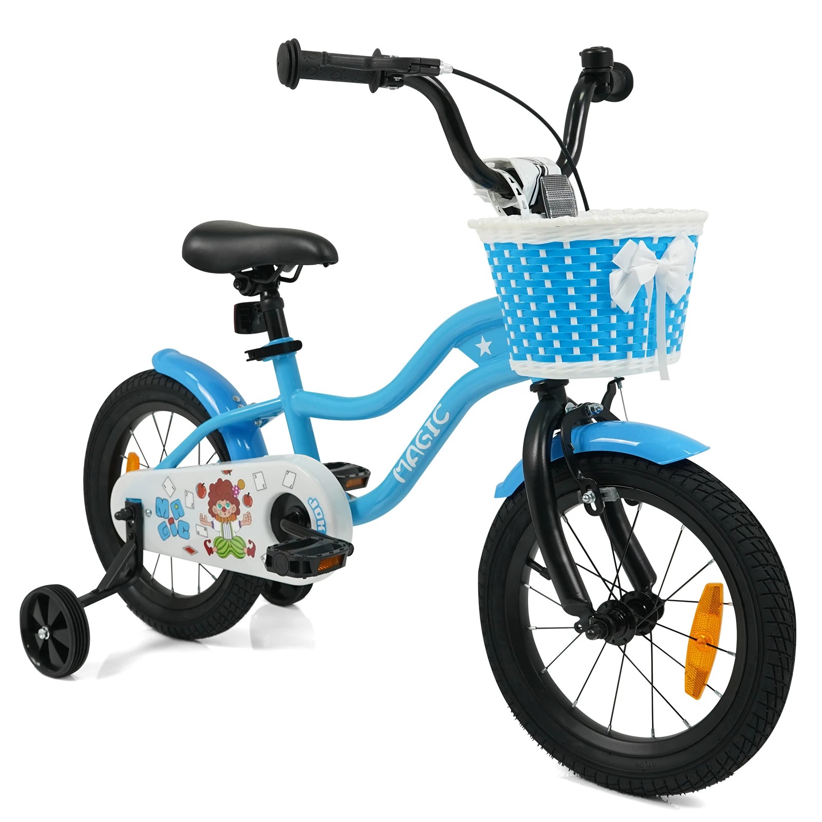1 Costway 35cm Kid Bicycle Dual Brake Balance Bike Ride on w/Training Wheels Adjustable Seat - Blue, 1 of 3