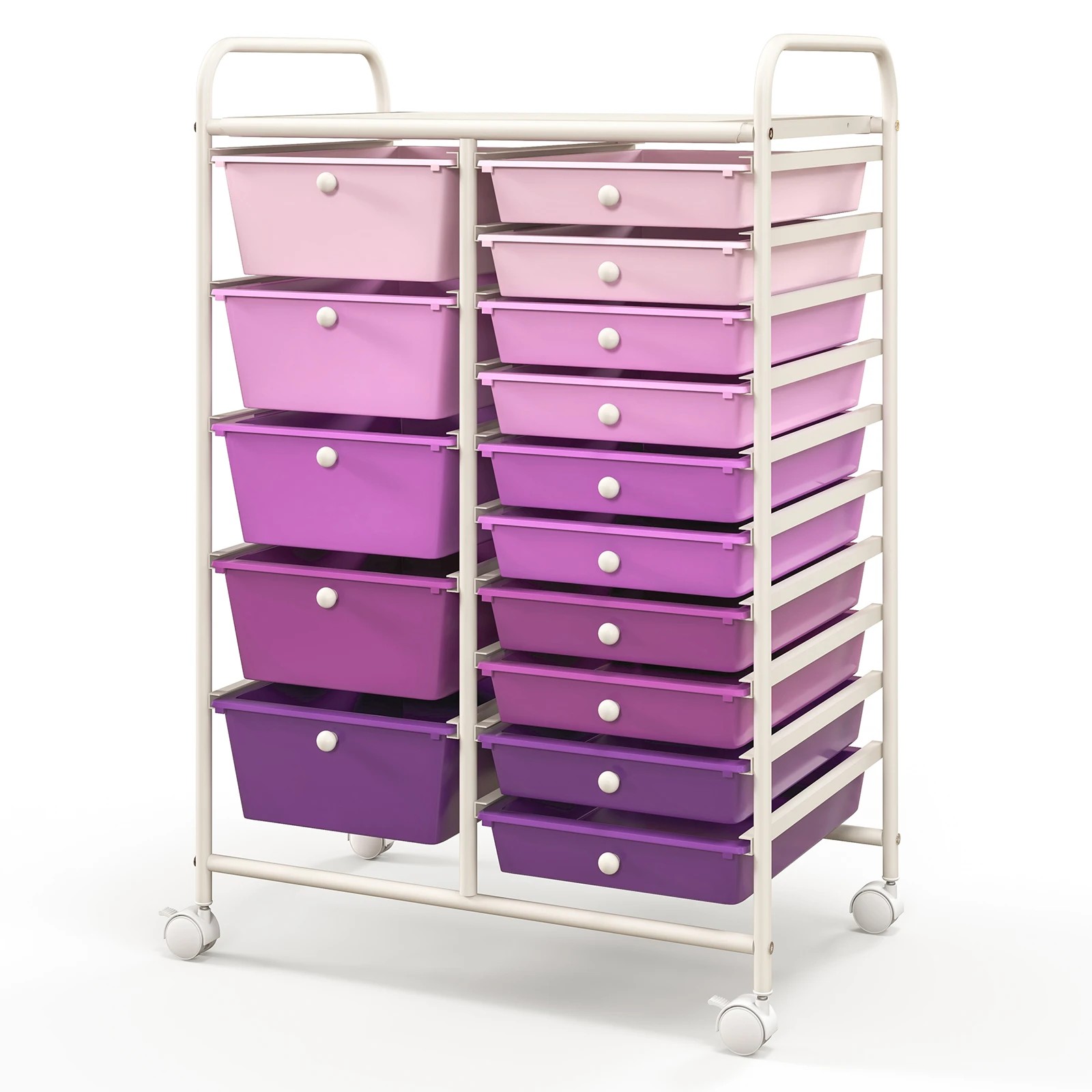 1 Costway 15 Drawers Rolling Storage Cart Mobile Utility Trolley - Purple, 1 of 6