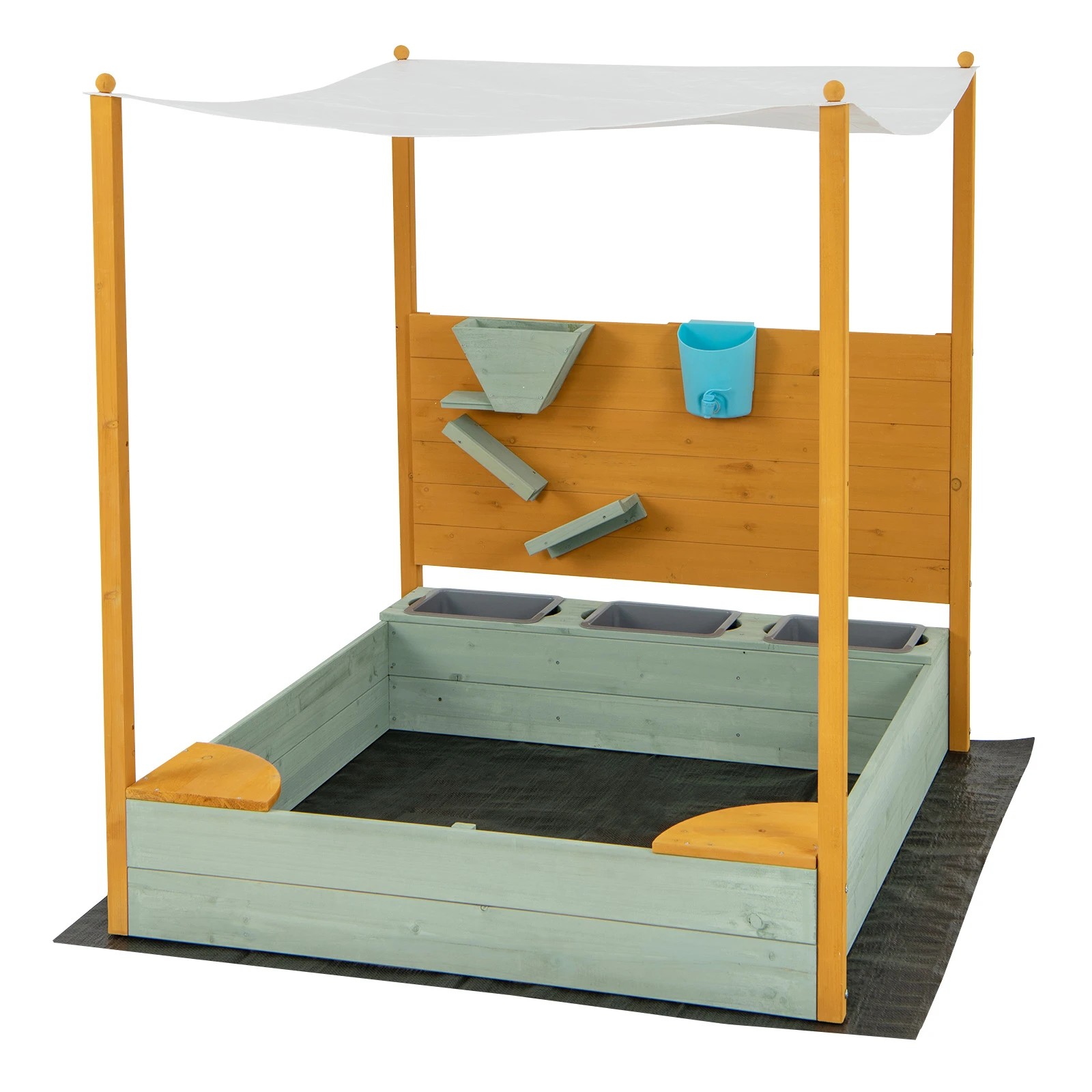 1 Costway Sandbox Beach Seat Toy Outdoor Wooden Sandpit, 1 of 3