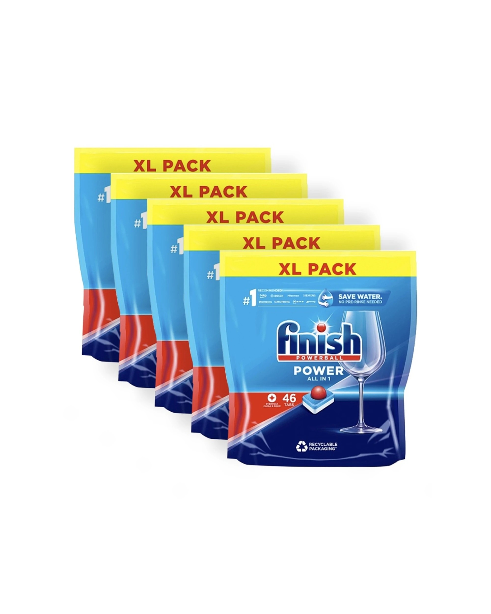 1 Finish 5x 46pc Finish Powerball All In 1 Dishwashing Tablet Pods Regular, 1 of 3