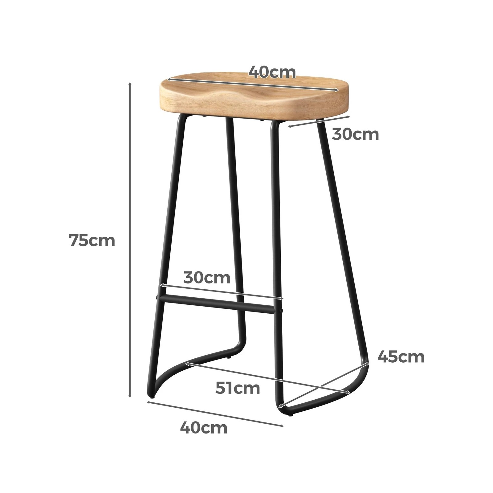 9 Alfordson 4x Bar Stools 75cm Tractor Kitchen Wooden Vintage Chair - Natural, 9 of 10