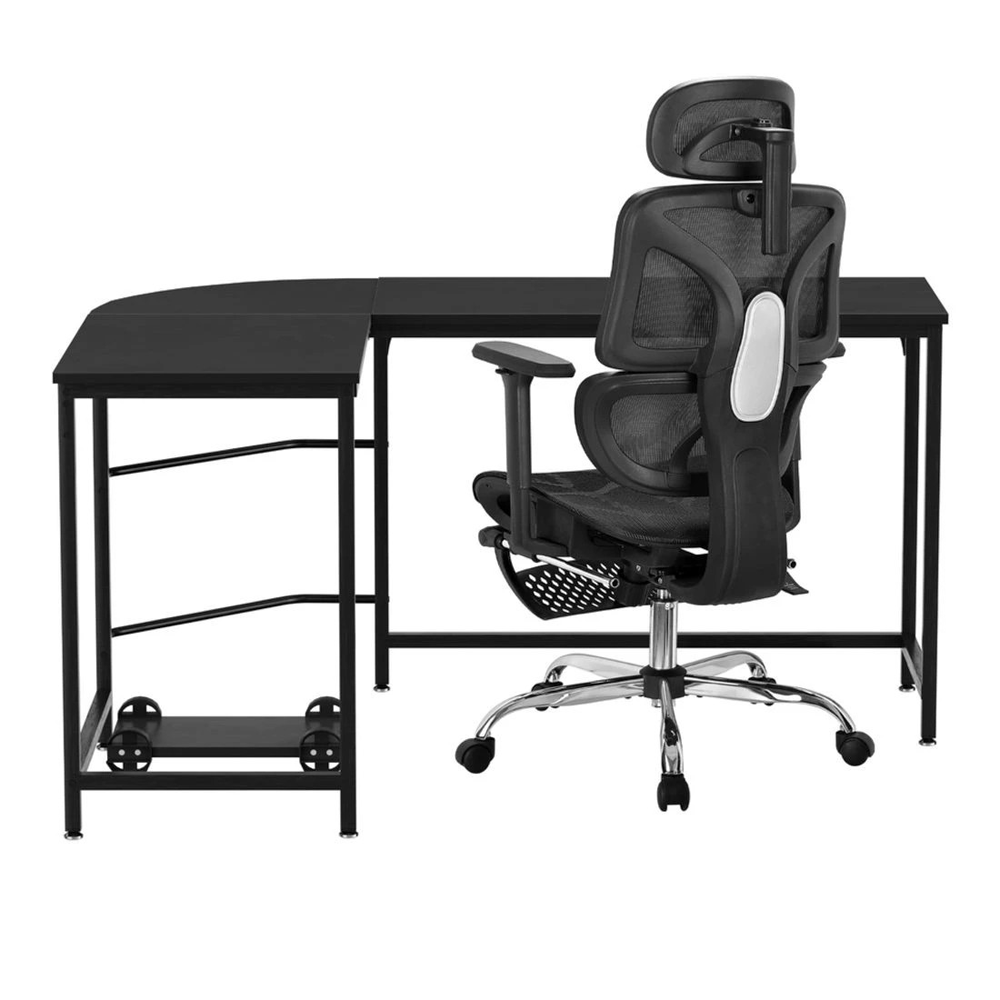 3 Artiss Computer Desk L-Shape Study Desks Ergonomic Office Chair Mesh Chairs - Black, 3 of 6