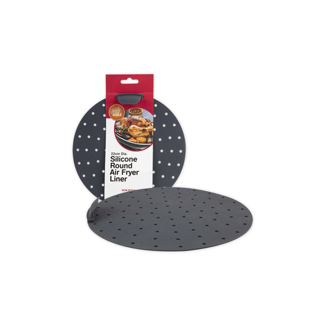 3 Daily Bake Reusable 22cm Non-stick Silicone Air Fryer Liner Round Heat Resistant
 - Grey, 3 of 4