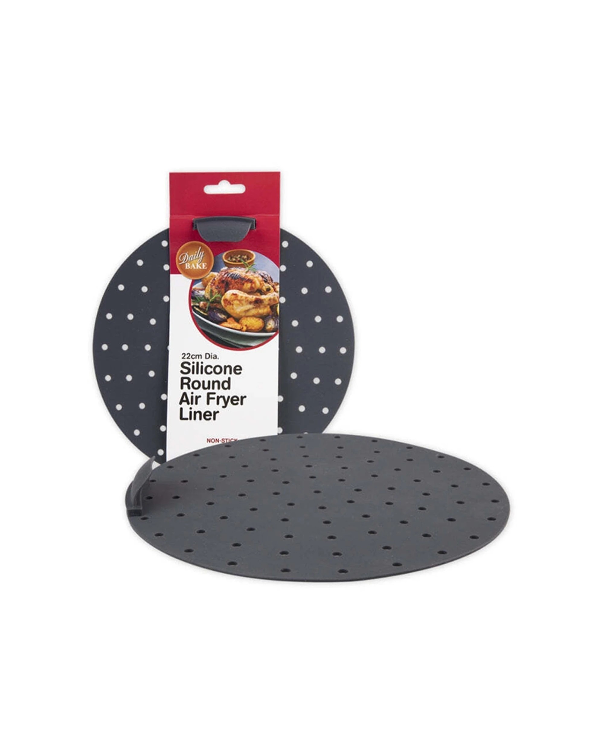 3 Daily Bake Reusable 22cm Non-stick Silicone Air Fryer Liner Round Heat Resistant - Grey, 3 of 4