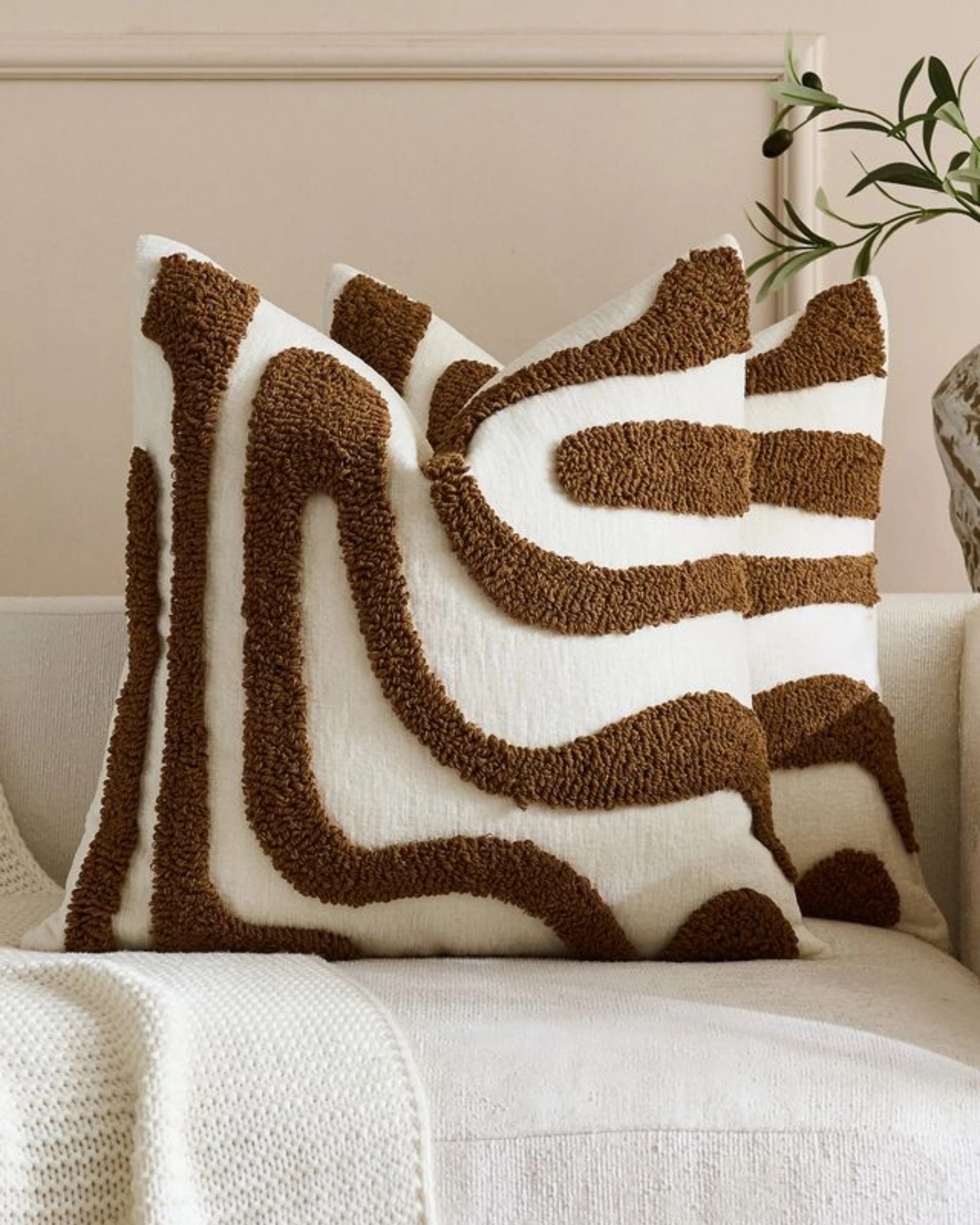 Gioia Casa 2-Pack Tufted Wave Cushion Covers 45cm x 45cm - Brown - Kmart