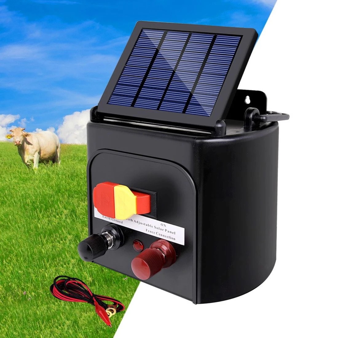 7 Giantz Fence Energiser 3KM Solar Powered 0.1J Electric Fencing Charger - Black, 7 of 7