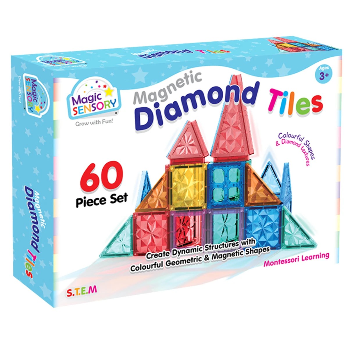 8 Magic Sensory Magnetic Diamond Tiles 60 Piece Set, 8 of 10