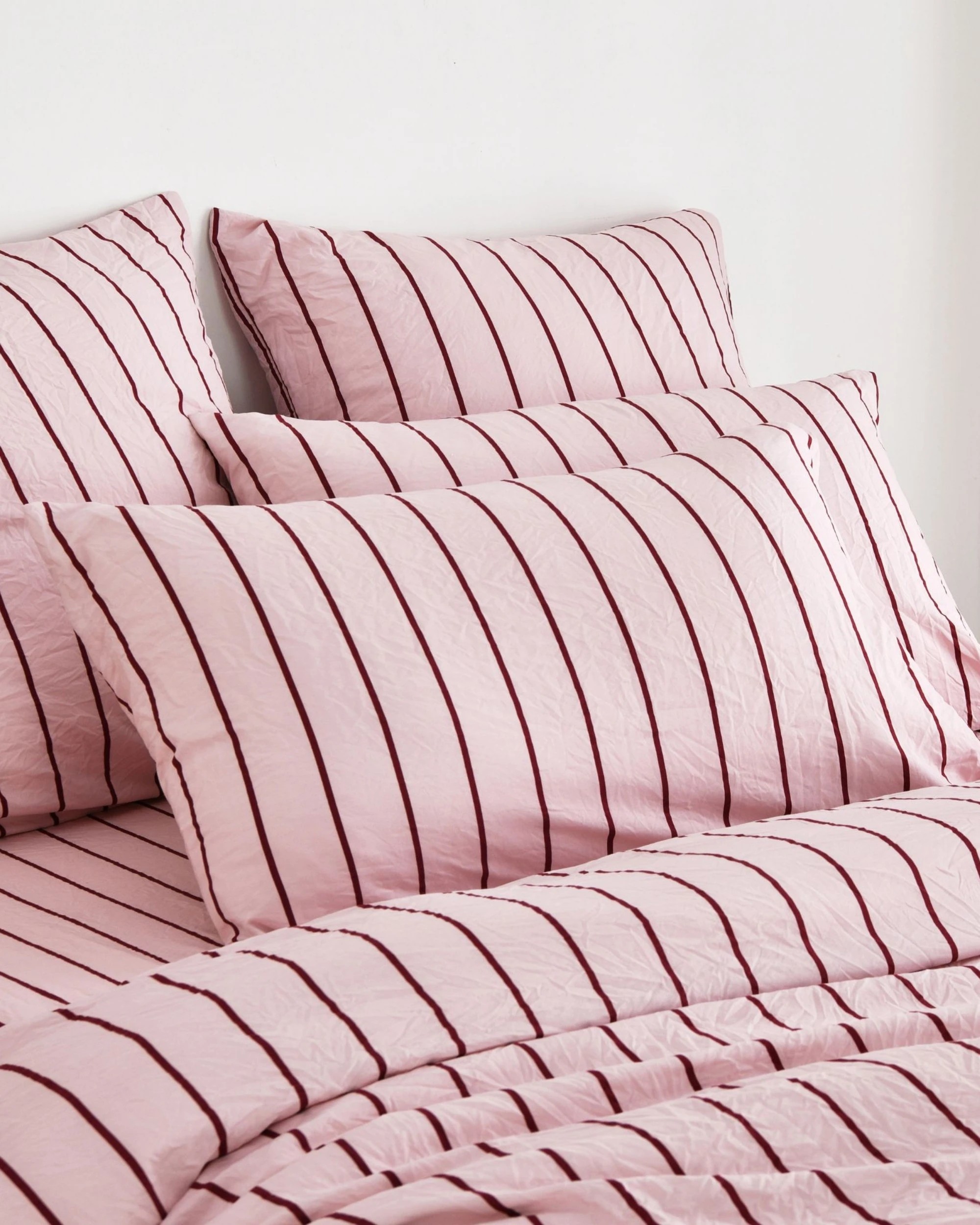 2 Dreamaker Superfine Washed Microfibre Striped Quilt Cover Set - King Bed - Pink / Plum, 2 of 7