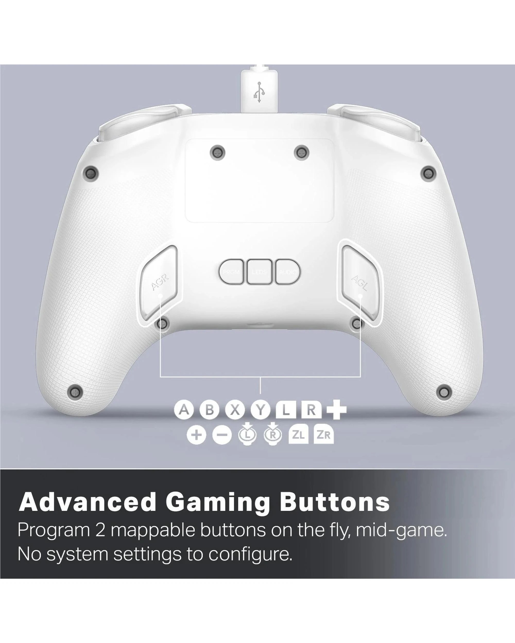 10 PowerA Advantage Lumectra Wired Controller for Nintendo Switch 2 - White, 10 of 10