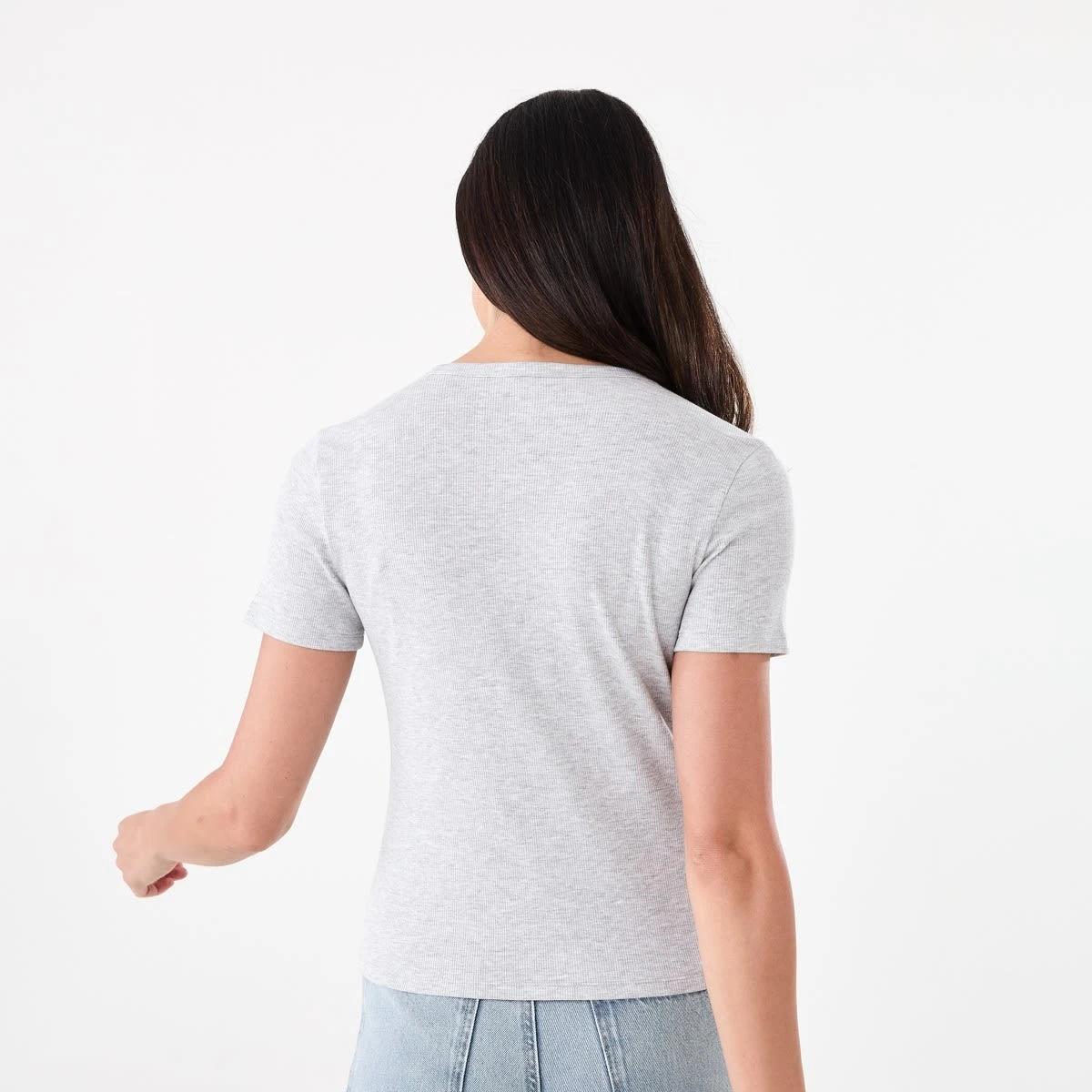 3 Short Sleeve Rib Crew Neck T-shirt SILVER MARLE, 3 of 5